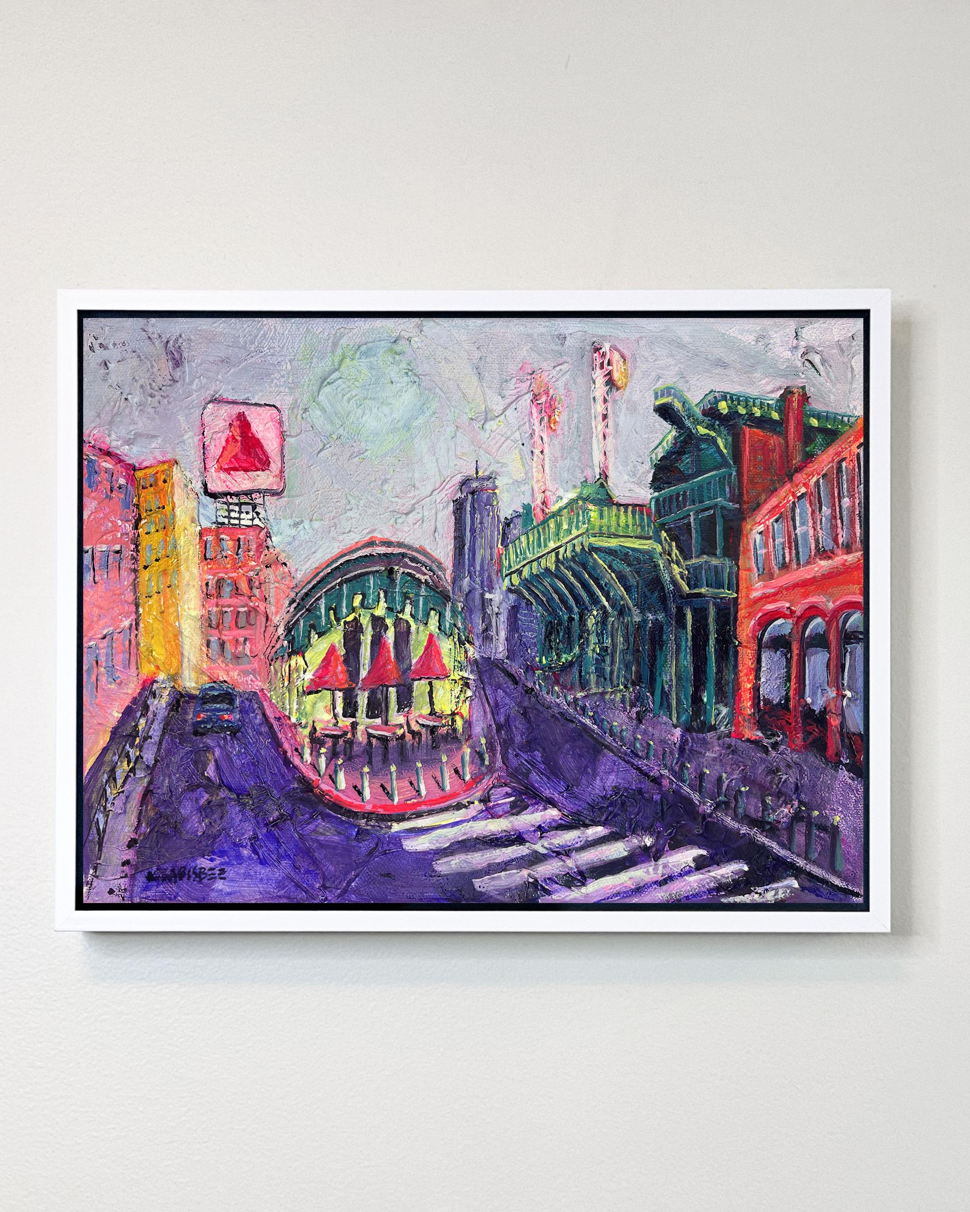 CITGO-Zeichen und Fenway Park - Original-Stadtbildgemälde - zeitgenössisches Kunstwerk – Painting von Lisa Bisbee