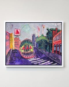 CITGO sign and Fenway Park - original cityscape painting - contemporary artwork