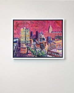 Empire State Building View from Above- original modern NY cityscape oil painting