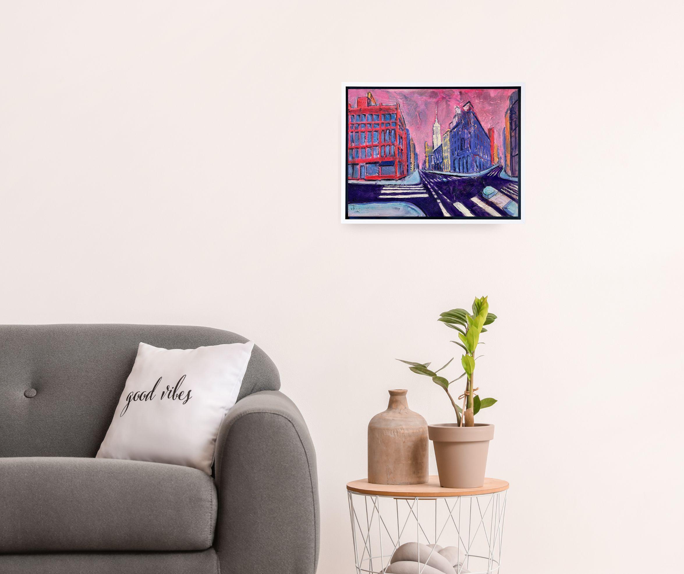 Vista del Empire State Building - pintura al óleo moderna original - arte contemporáneo - Painting de Lisa Bisbee