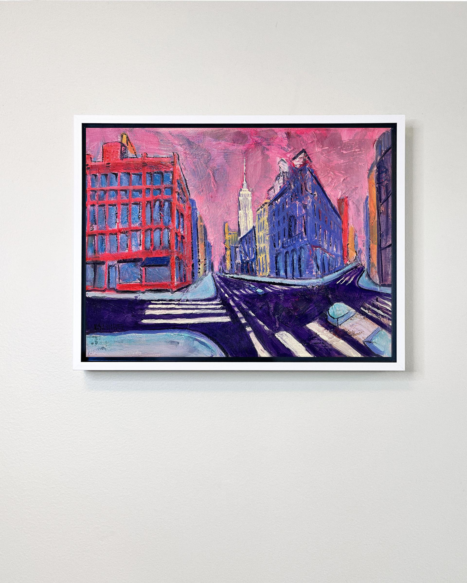 Empire State Building Ansicht - original modernes Ölgemälde - zeitgenössische Kunst (Abstrakt), Painting, von Lisa Bisbee