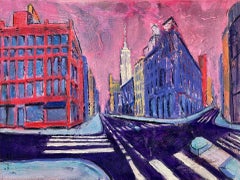 Empire State Building View- original modern oil painting - contemporary art