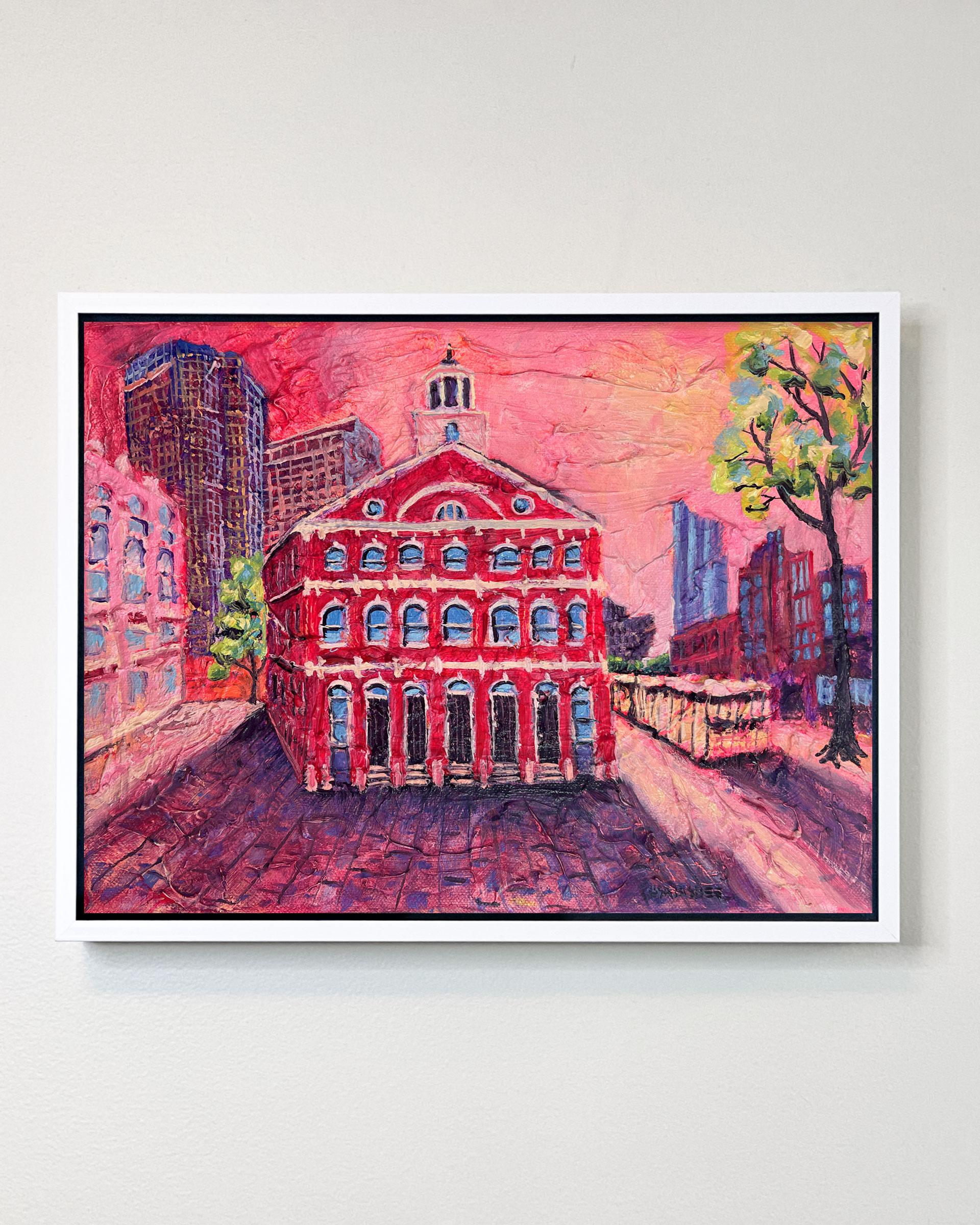 Faneuil Hall - Original Stadtbild - zeitgenössisches Kunstwerk – Painting von Lisa Bisbee