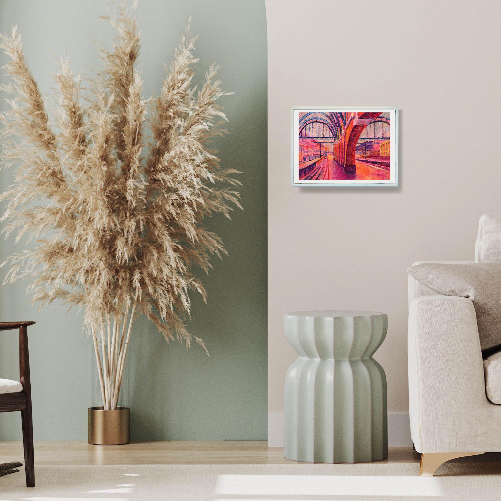 Harry Potter Bahnsteig 9-originale Londoner Stadtlandschaft-Ölgemälde-zeitgenössische Kunst – Painting von Lisa Bisbee