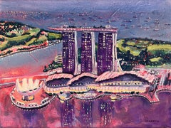 Marina Bay Sands - original cityscape painting - contemporary artwork