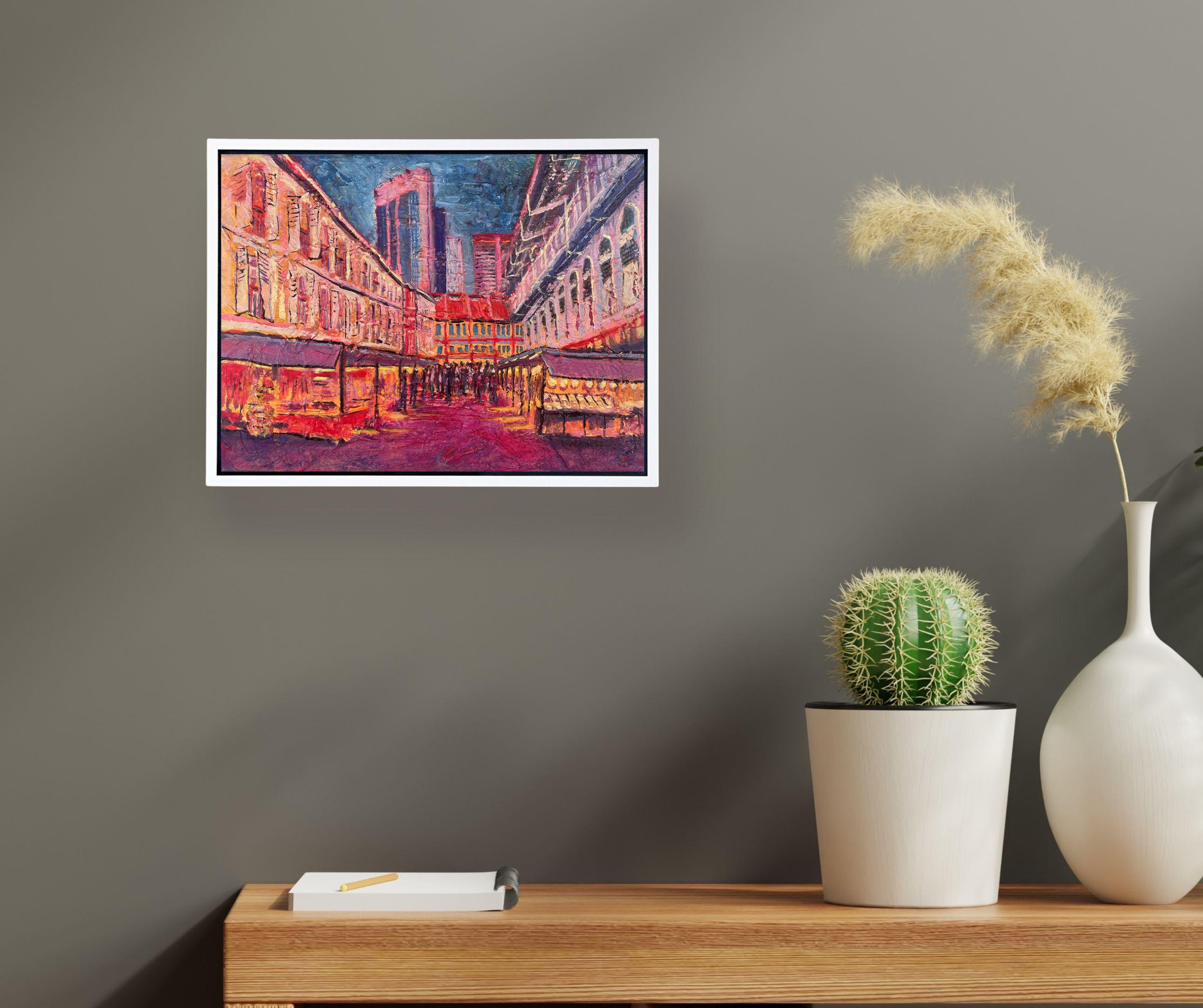 Open Market - original painting - contemporary art - Abstract Painting by Lisa Bisbee