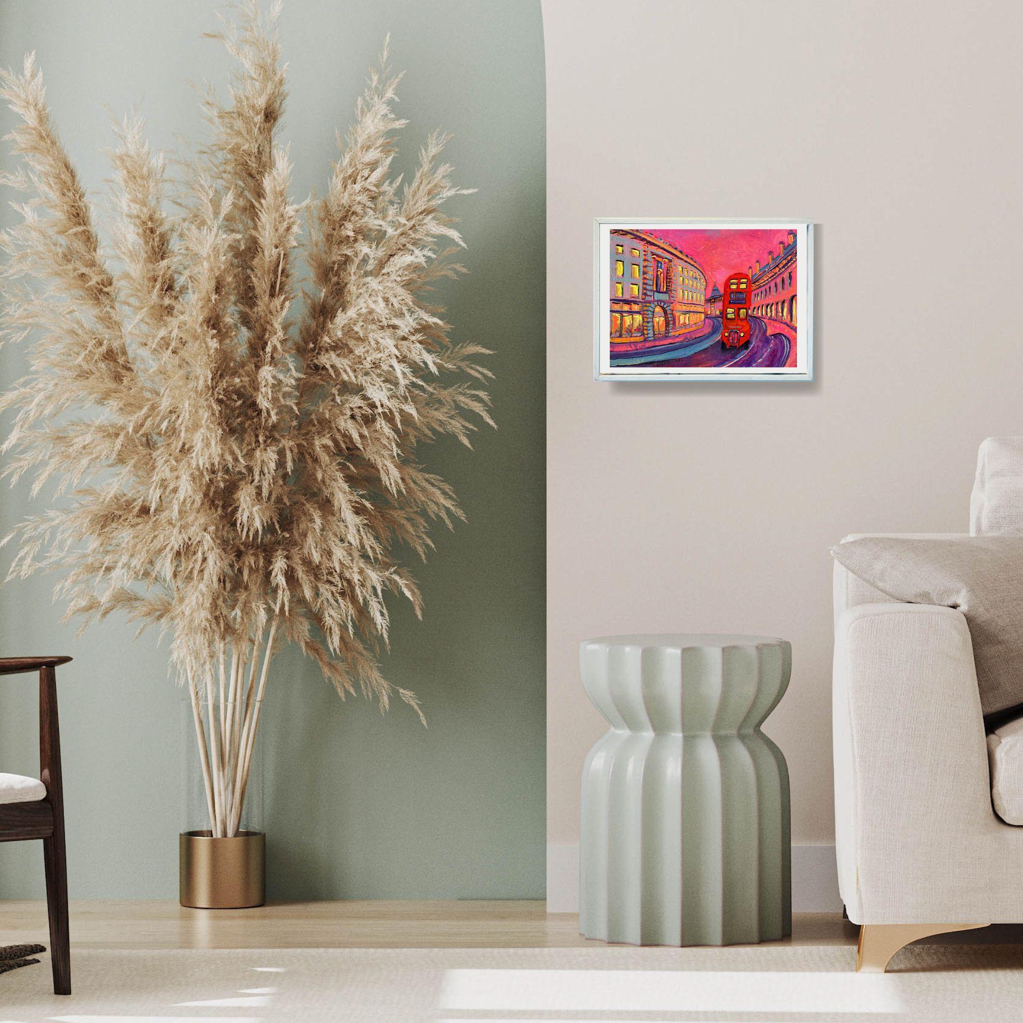 Piccadilly Circus-original modern London cityscape oil painting-contemporary art - Painting by Lisa Bisbee