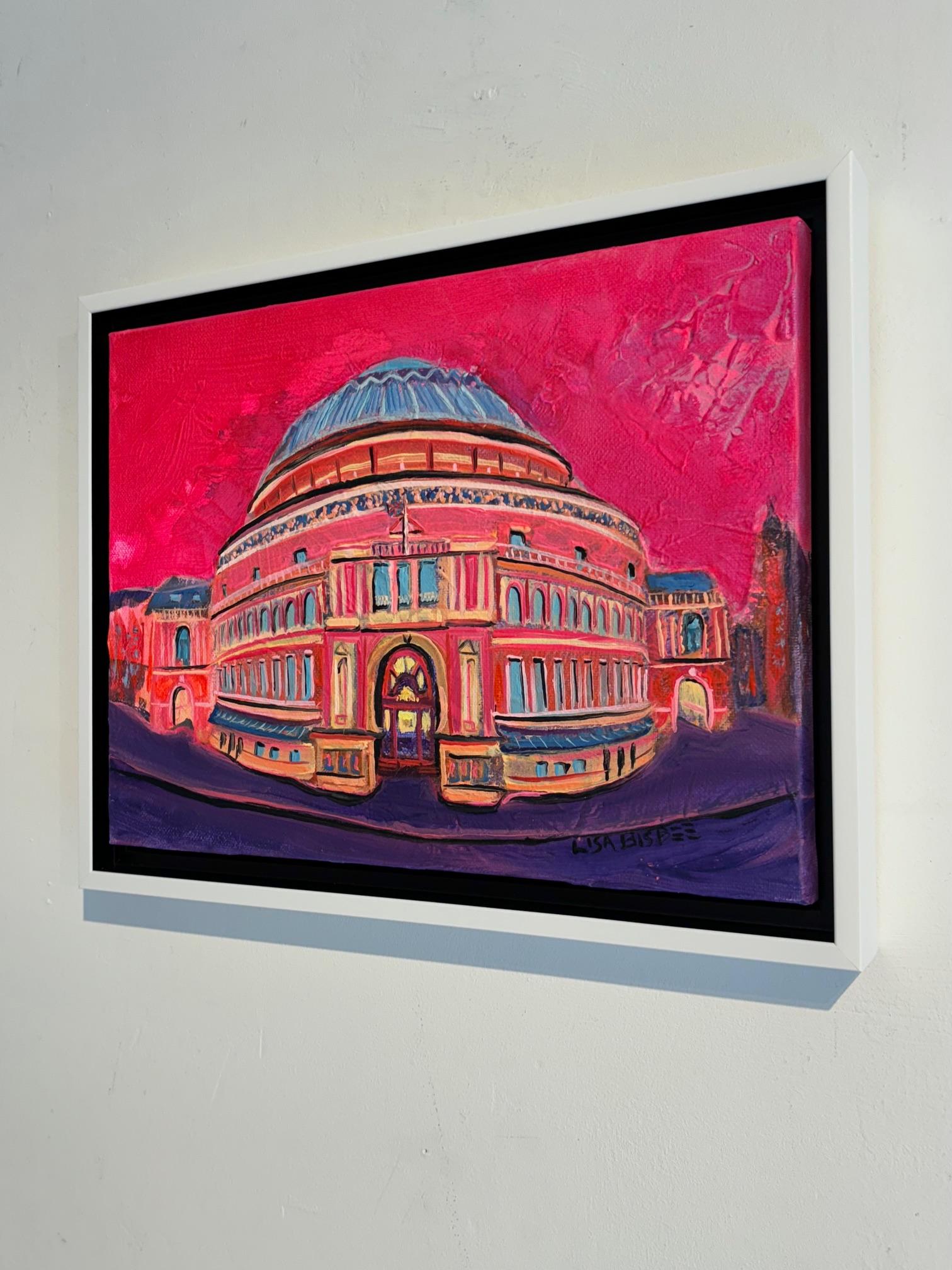 Royal Albert Hall-original modern London cityscape oil painting-contemporary art - Abstract Painting by Lisa Bisbee