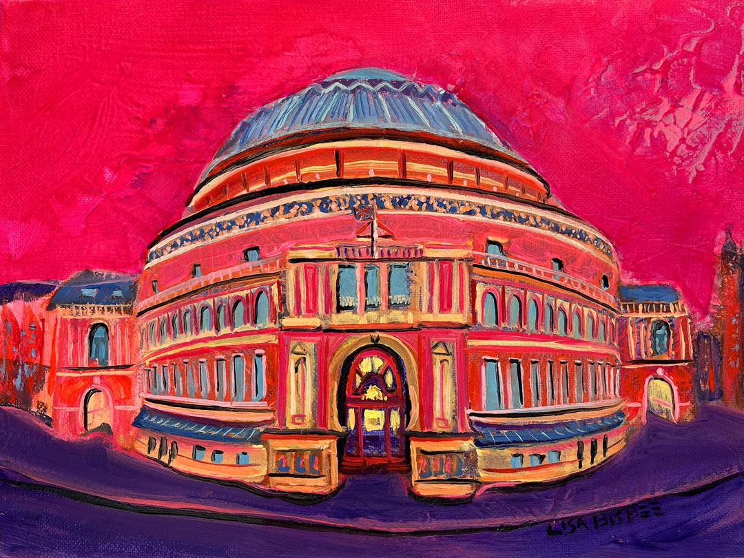 Lisa Bisbee Landscape Painting - Royal Albert Hall-original modern London cityscape oil painting-contemporary art