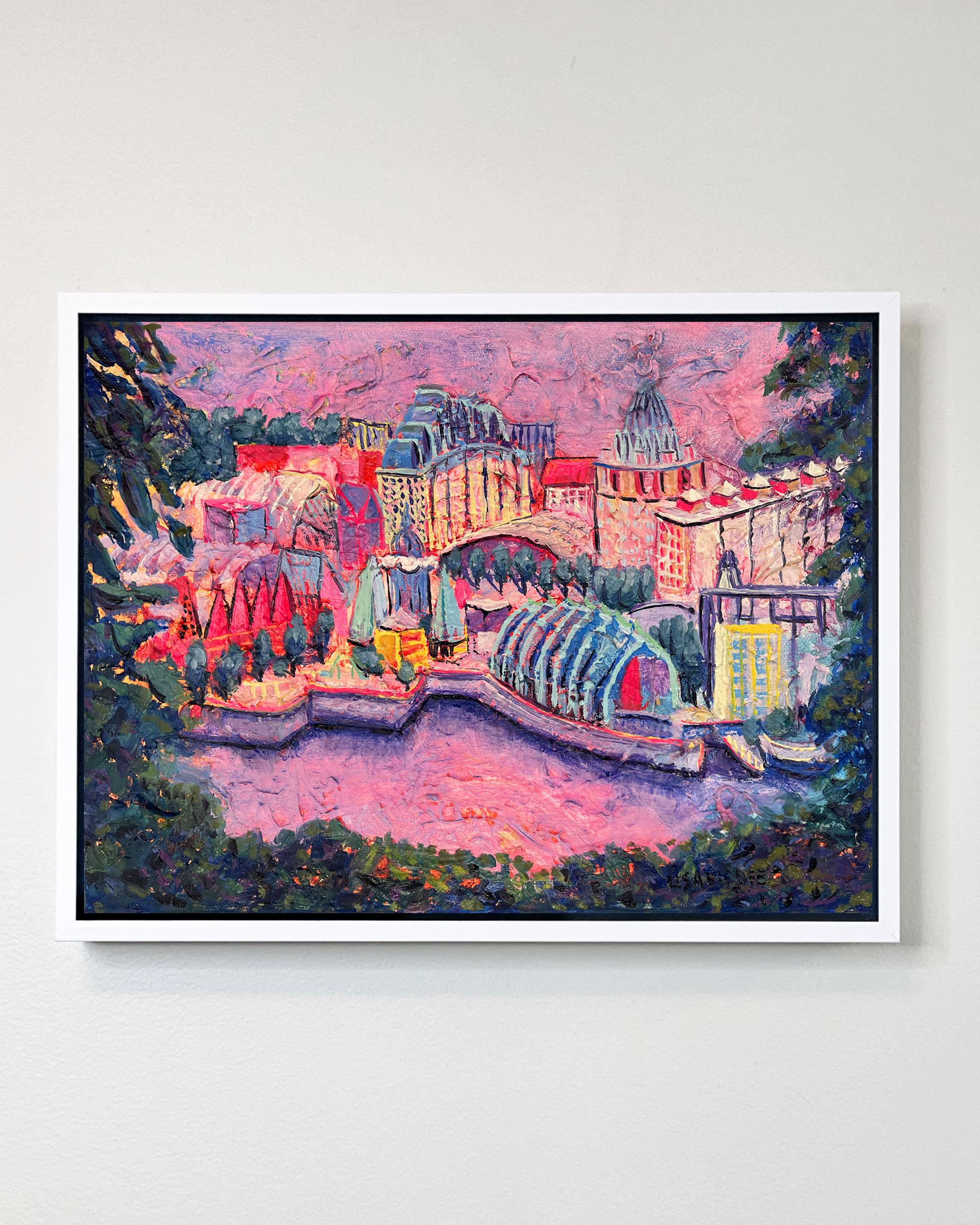 Sentosa Island - Original Stadtbild Ölgemälde - zeitgenössisches Kunstwerk – Painting von Lisa Bisbee