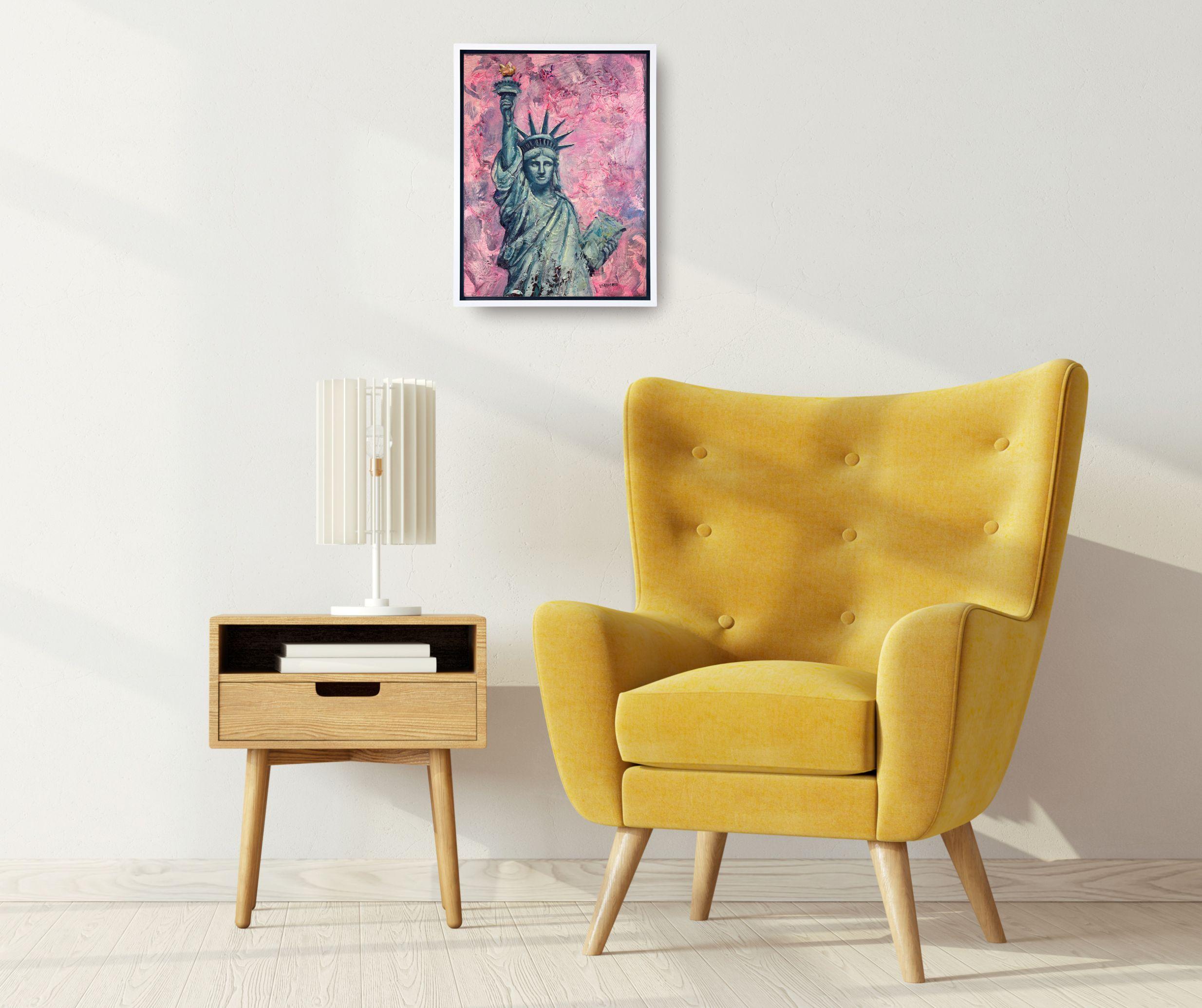 Freiheitsstatue - original modernes NY Stadtbild Ölgemälde - zeitgenössische Kunst – Painting von Lisa Bisbee