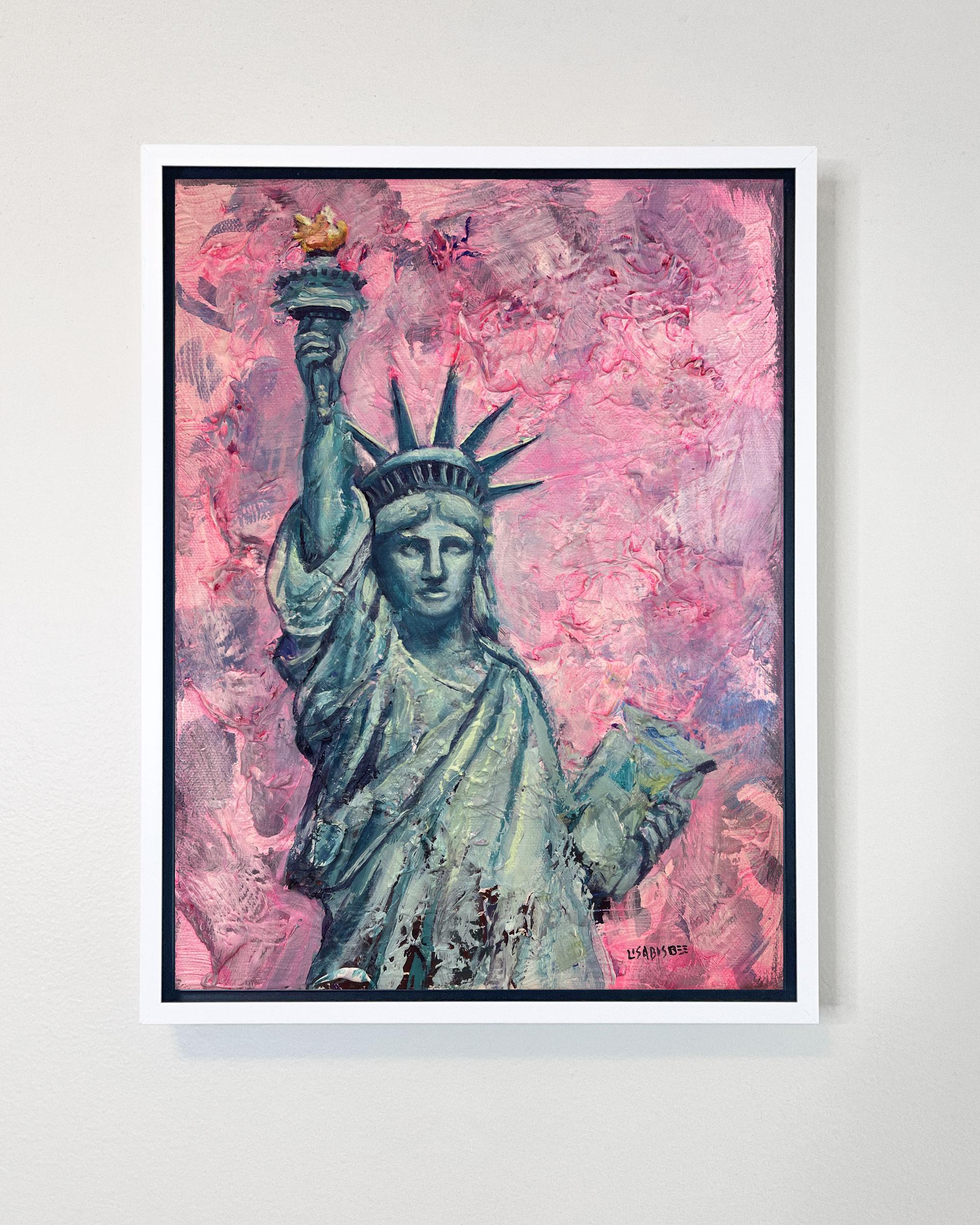 Freiheitsstatue - original modernes NY Stadtbild Ölgemälde - zeitgenössische Kunst (Abstrakt), Painting, von Lisa Bisbee