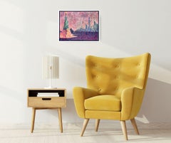 Statue of Liberty with Freedom Tower-original abstract NY cityscape oil painting