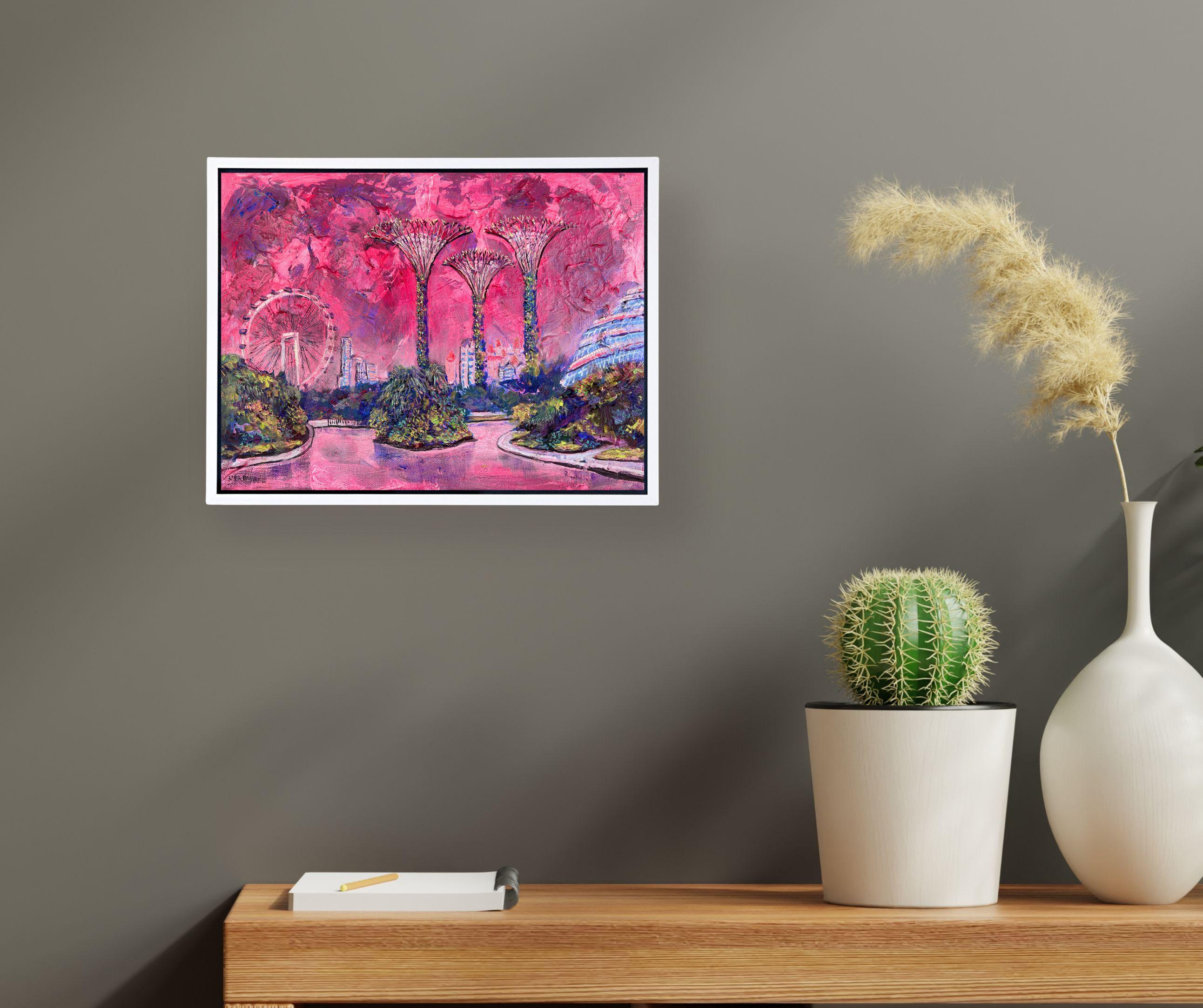 Supergrove Trees, Gardens by the Bay - Originalgemälde - zeitgenössische Kunst (Abstrakt), Painting, von Lisa Bisbee