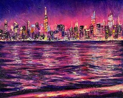 Vista da Marsha P. - pittura ad olio originale del paesaggio urbano di New York arte contemporanea