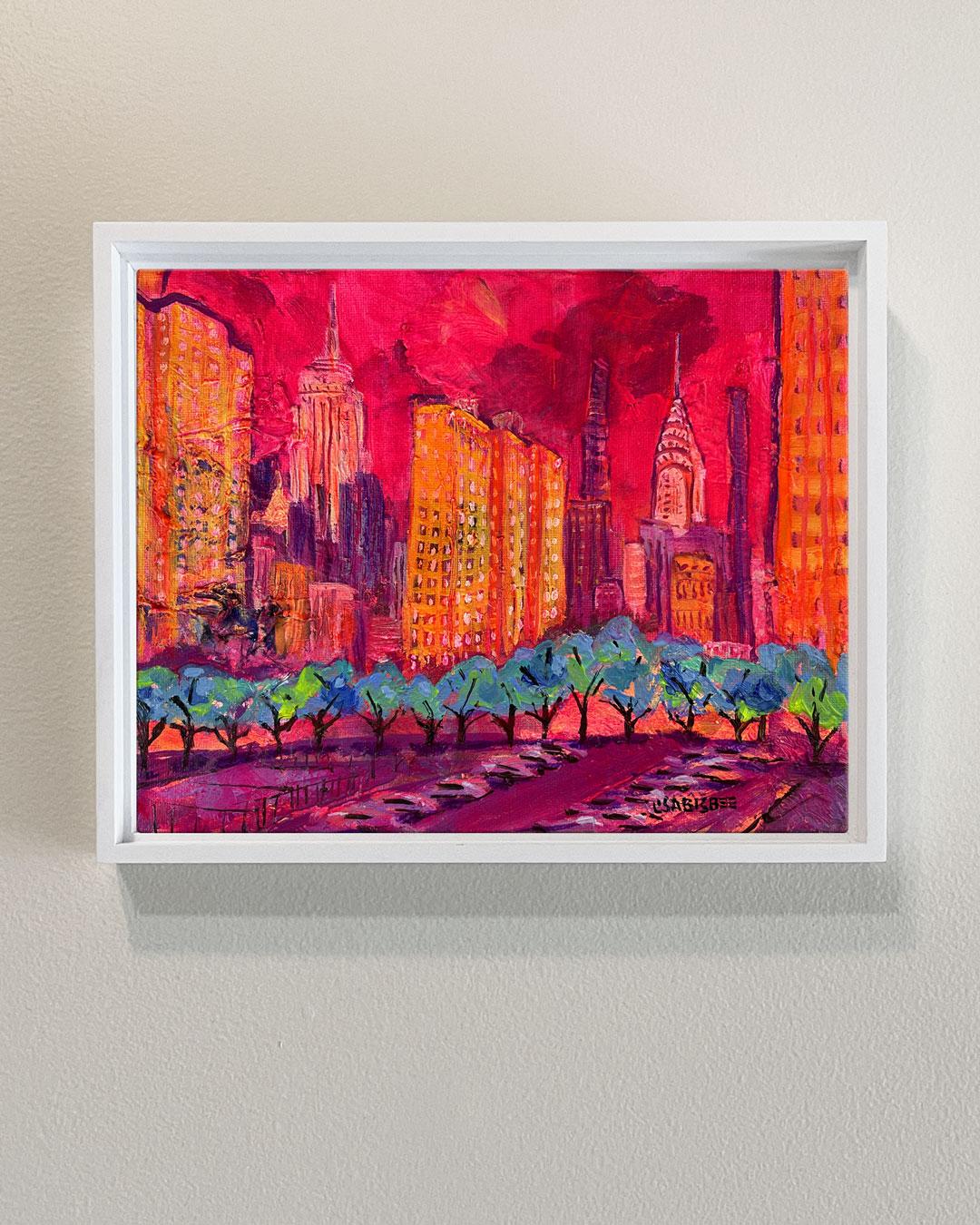 Vista da Williamsburg - paesaggio urbano originale di New York - pittura a olio arte contemporanea - Painting di Lisa Bisbee