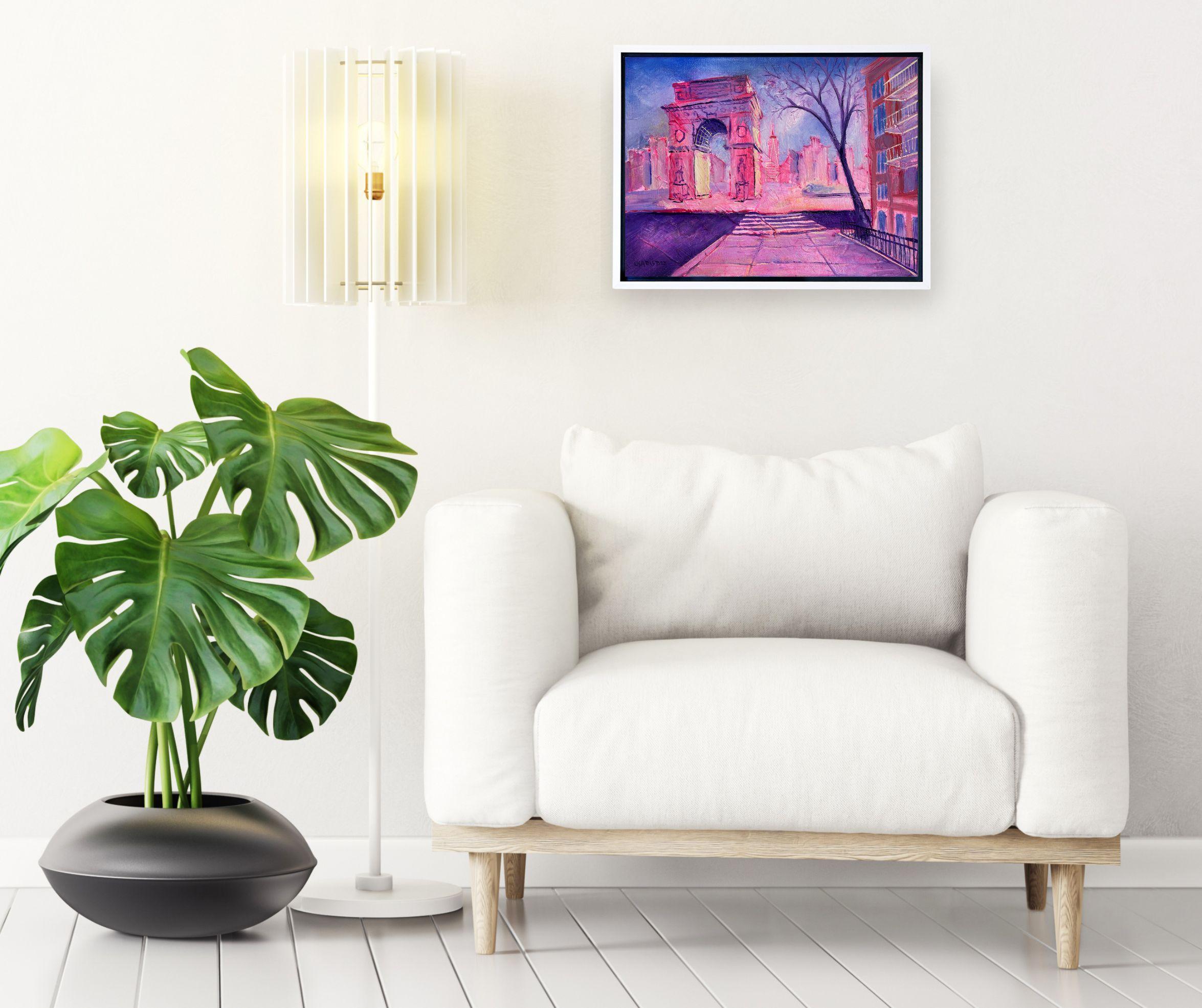 Arco de Washington Square- pintura original moderna de paisaje urbano de NY - arte contemporáneo - Painting de Lisa Bisbee