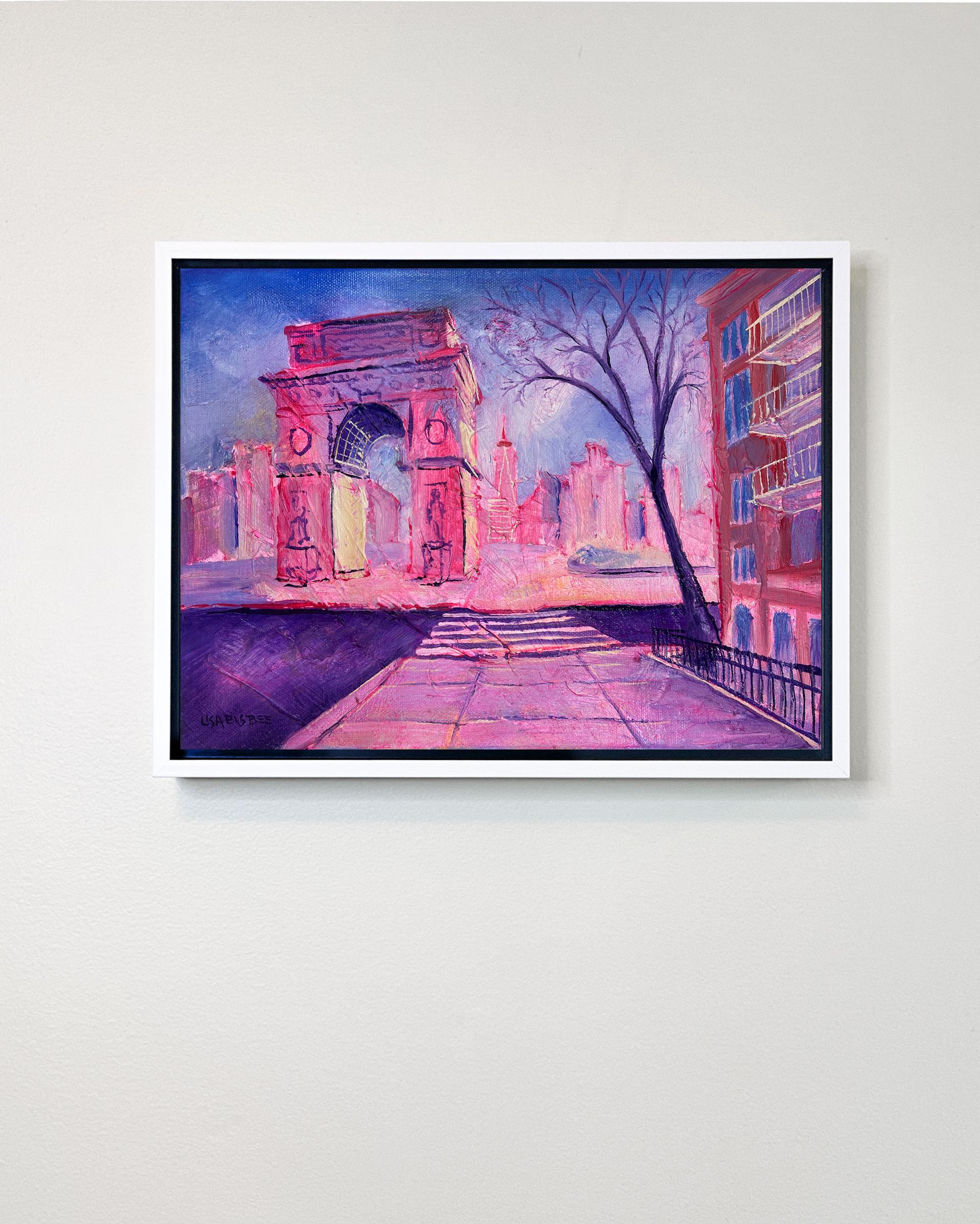 Arco de Washington Square- pintura original moderna de paisaje urbano de NY - arte contemporáneo - Painting Abstracto de Lisa Bisbee