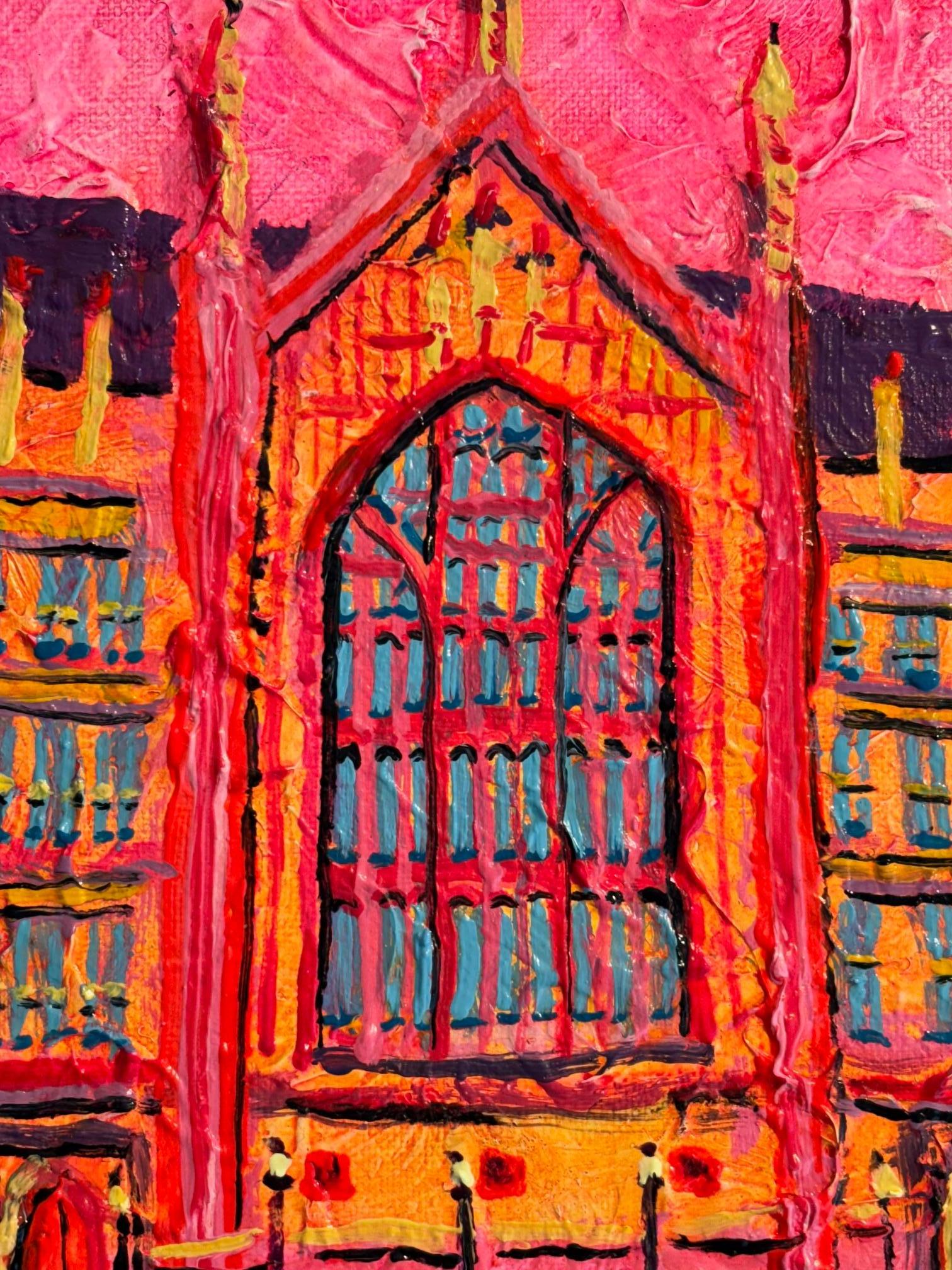 Westminster Hall-originale moderne Londoner Stadtlandschaft Ölgemälde-zeitgenössische Kunst (Abstrakt), Painting, von Lisa Bisbee