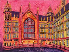 Westminster Hall-Pintura al óleo original de un paisaje urbano moderno de Londres-Arte contemporáneo