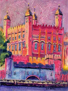 White Tower-original modern London cityscape oil painting-contemporary art