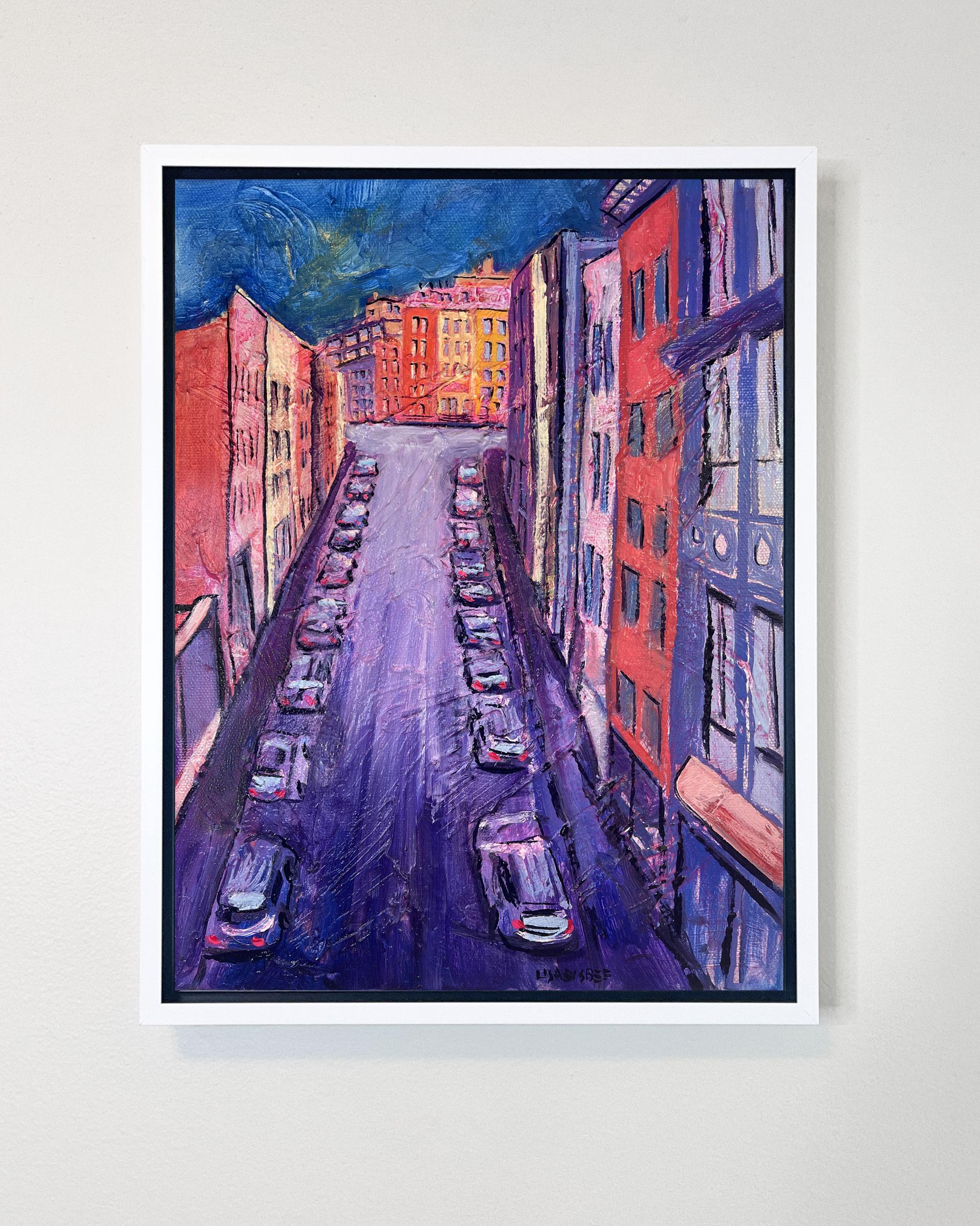 Williamsburg, Brooklyn- dipinto originale di paesaggio urbano moderno di NY - arte contemporanea - Painting Astratto di Lisa Bisbee