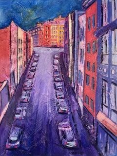 Williamsburg, Brooklyn- pintura original de paisaje urbano moderno de NY - arte contemporáneo