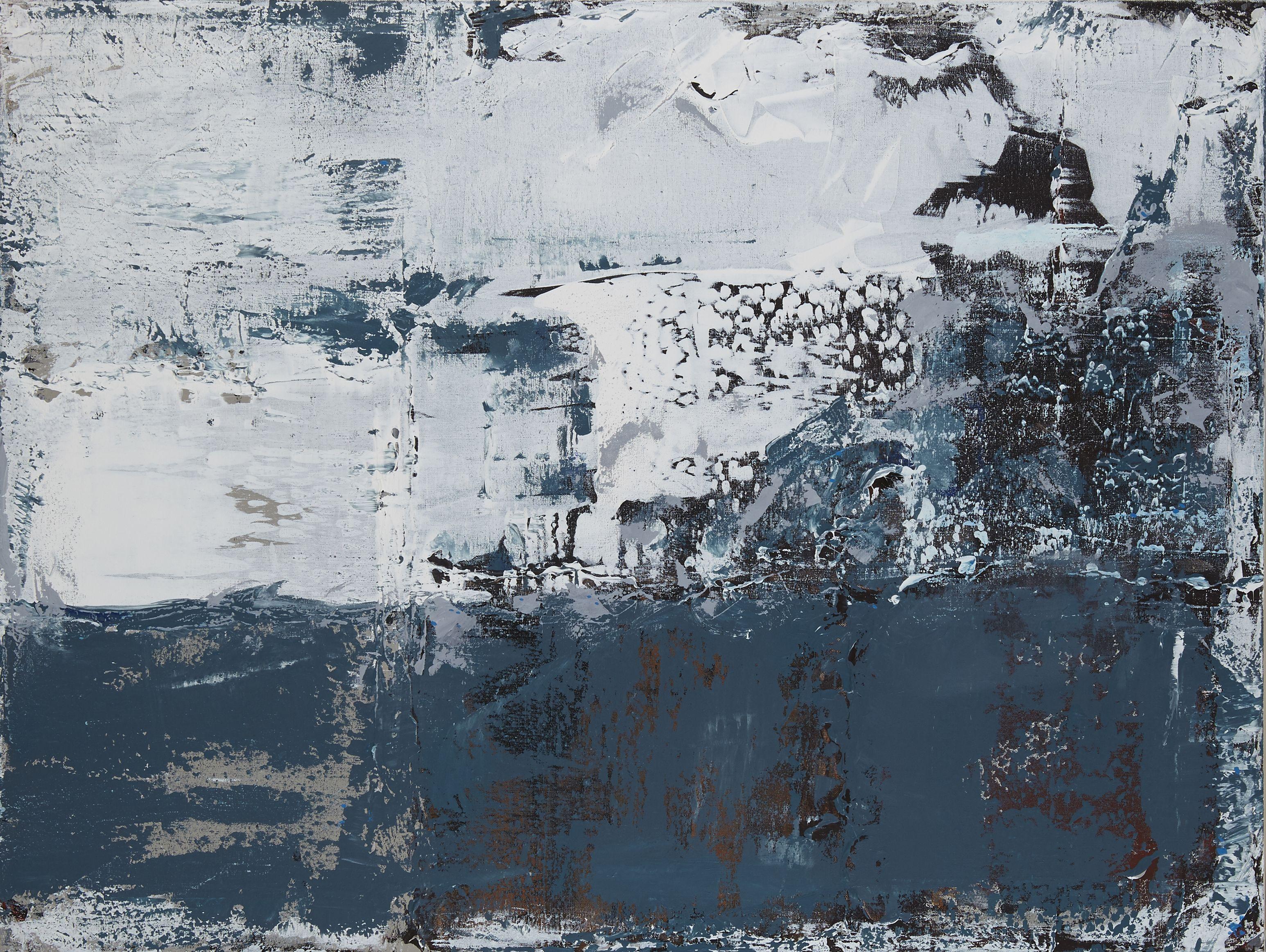 Lisa Bolin Abstract Painting - A Blue Horizon, Painting, Acrylic on Canvas