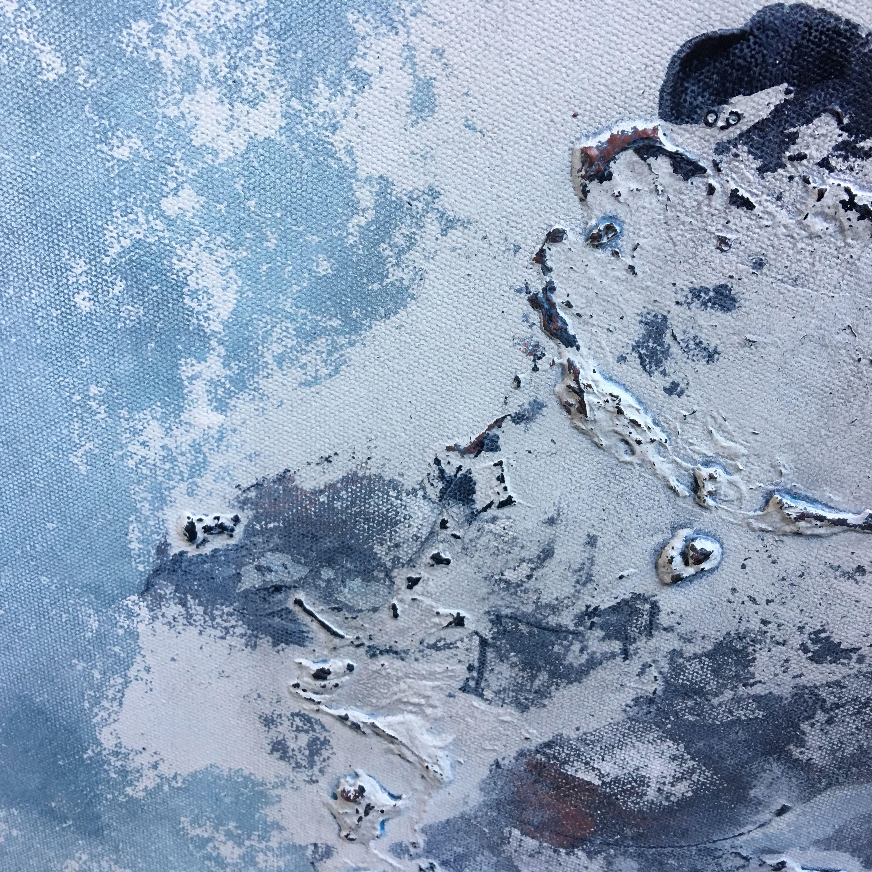 On the Rocks, Painting, Acrylic on Canvas - Gray Abstract Painting by Lisa Bolin