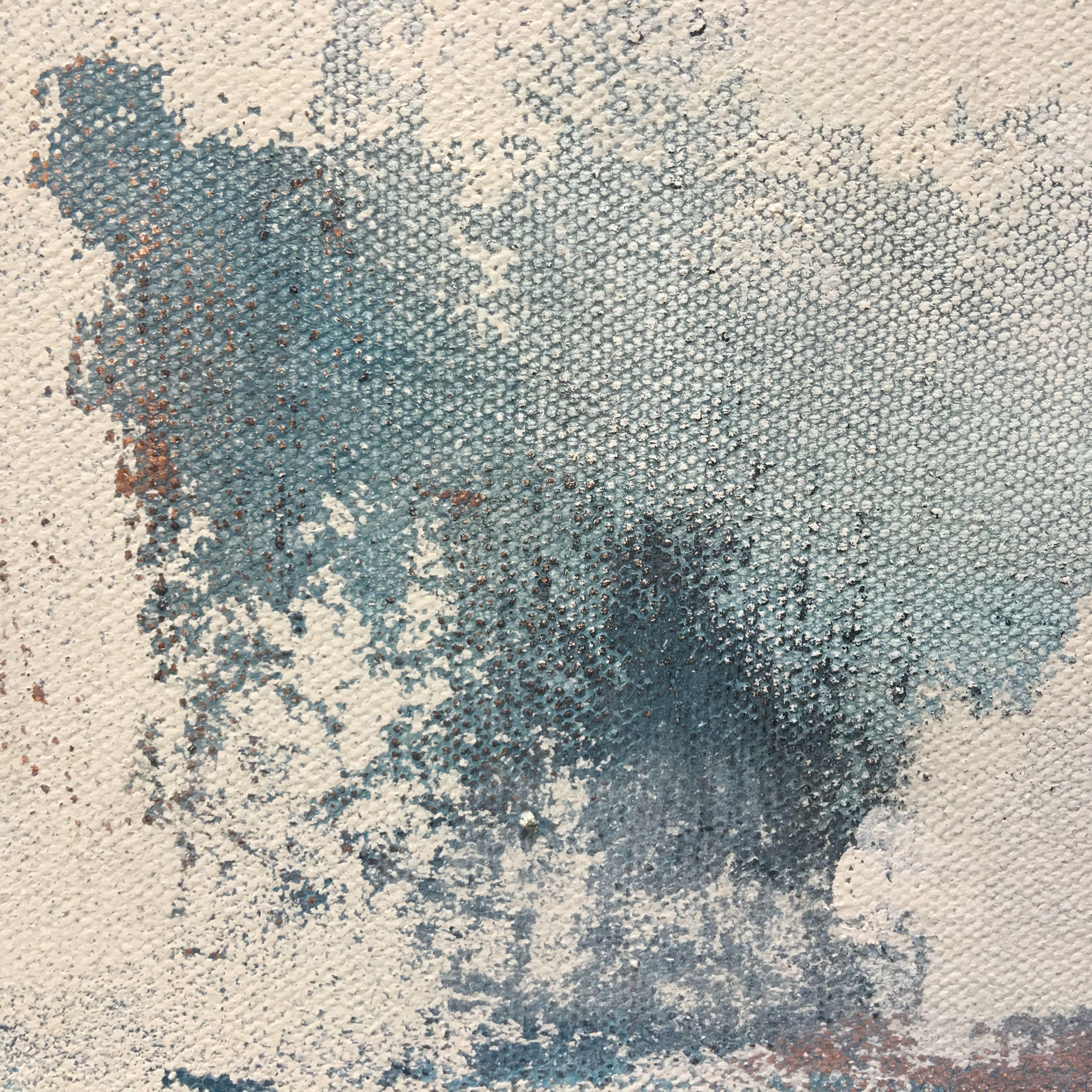 This very serene piece brings a pool of amazing luminous blues, rich browns, and greys to that special space you have in mind. The technique is filled with energy, yet the result is soothing. What is achieved, is a layered effect, revealing a