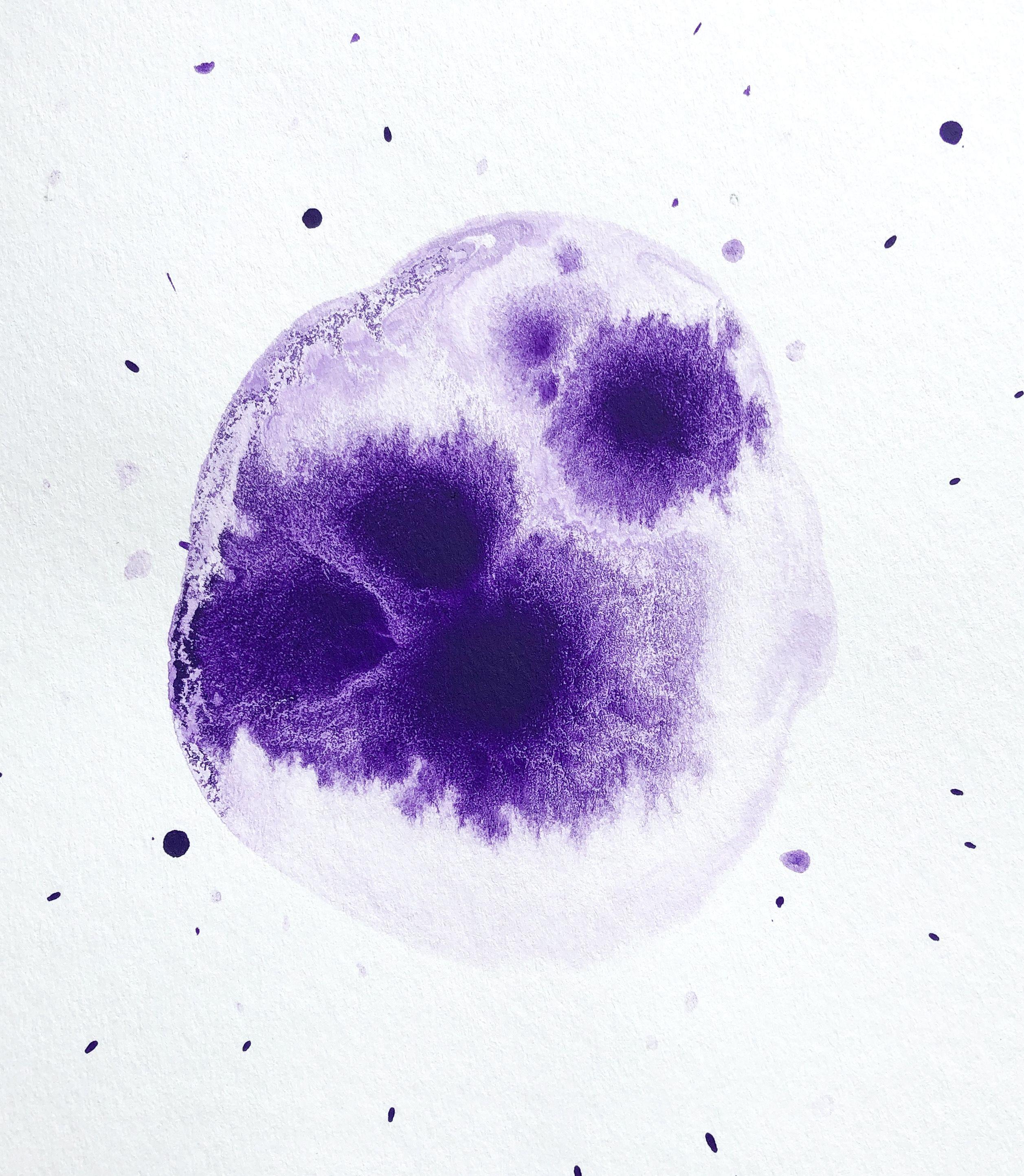 Abstract Painting de Lisa Bolin - Nebulosa púrpura, Pintura, Acrílico sobre papel de acuarela