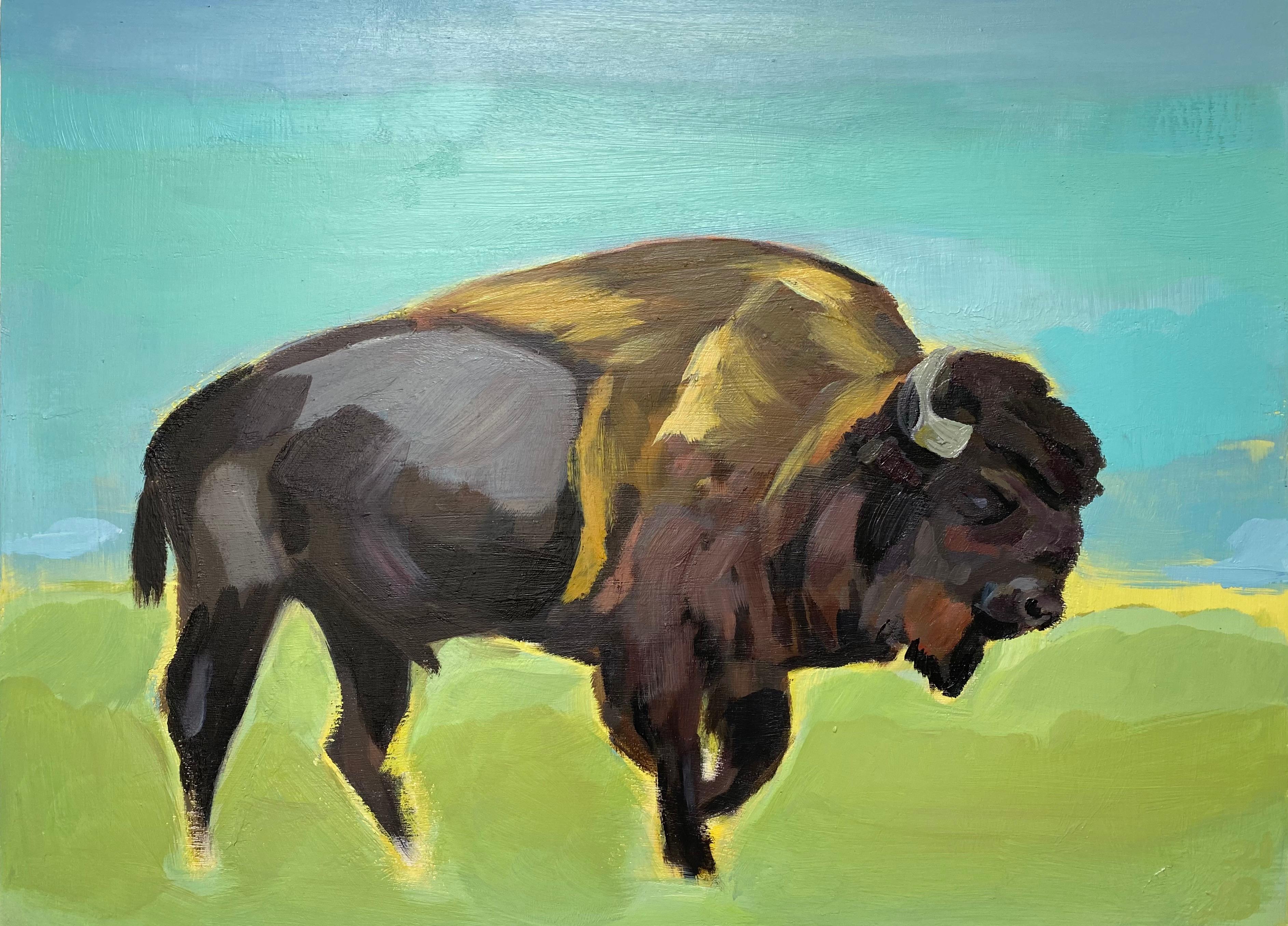 Bison 3 - Painting by Lisa Bostwick