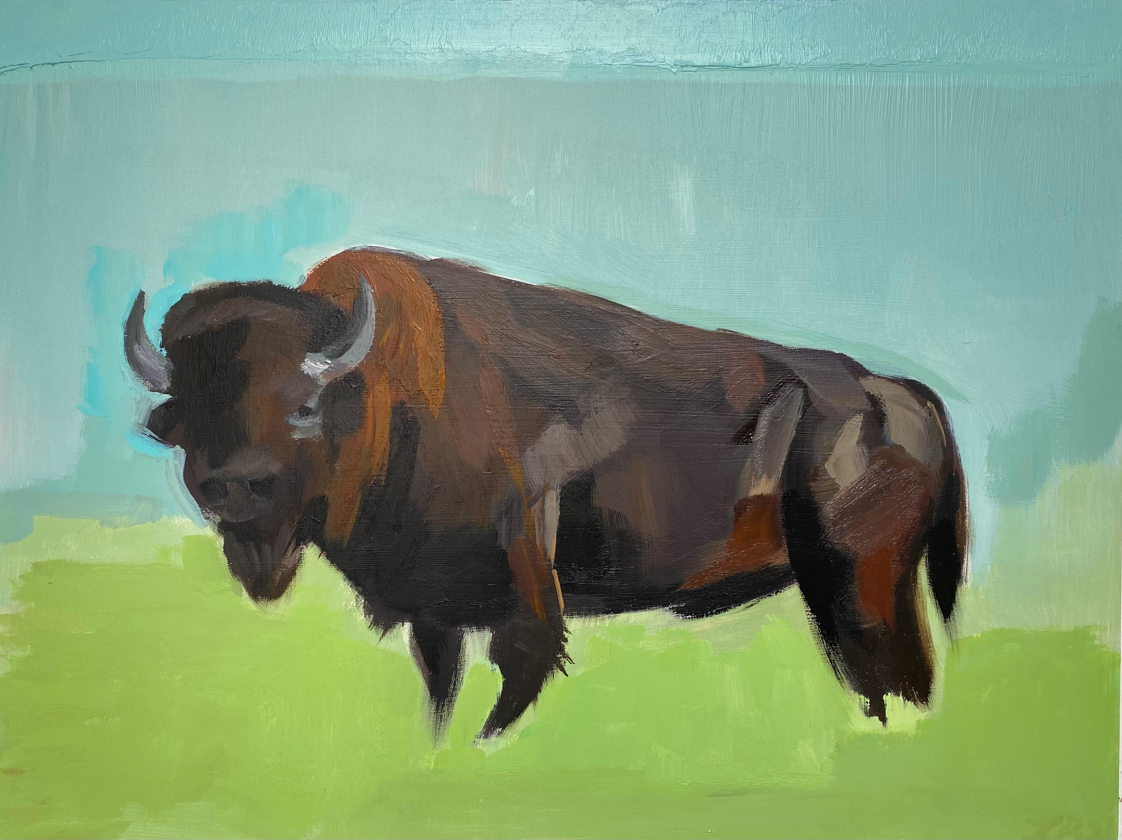 Bison 4 - Painting by Lisa Bostwick