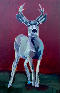 Deer on Dark Red