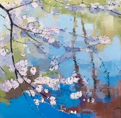 Lisa Breslow "Blue Sky Water Tree" 2024 oil and pencil on panel