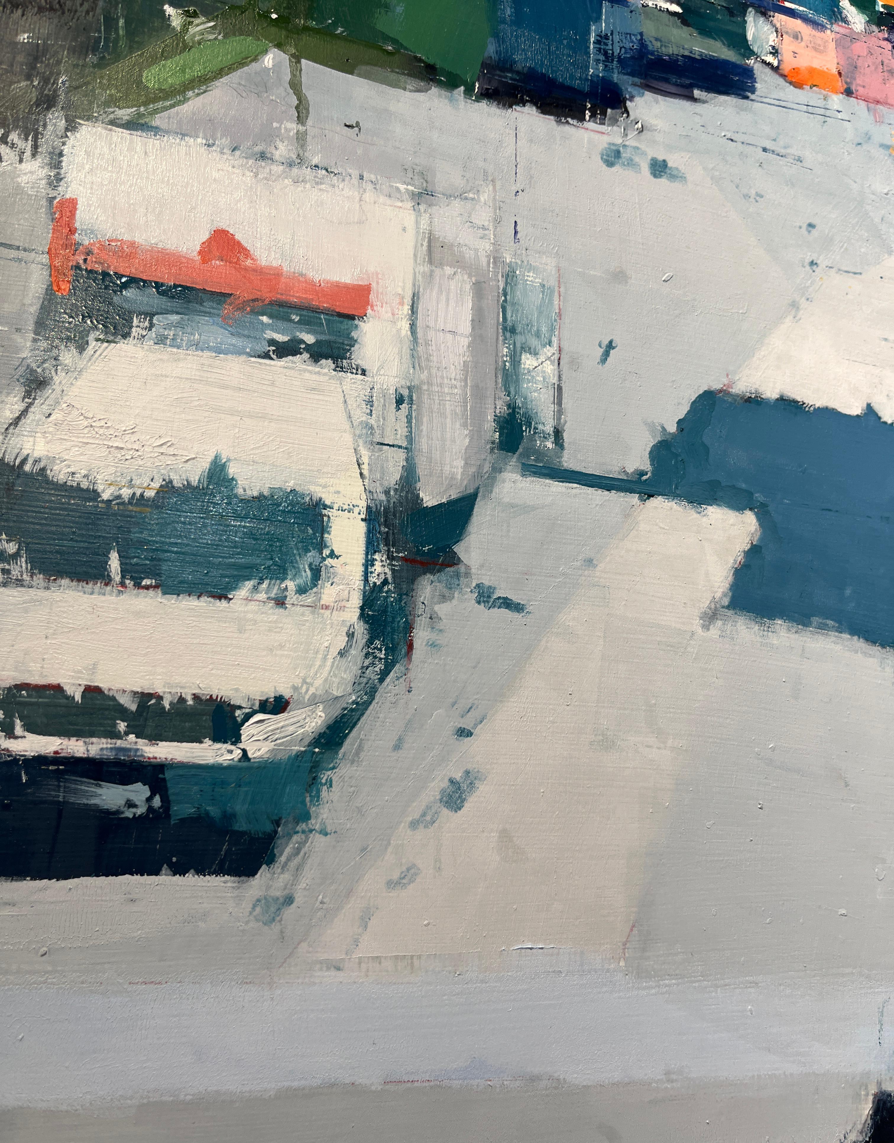 Lisa Breslow „Sommer Schatten“ 2024 Öl und Bleistift auf Tafel im Angebot 1
