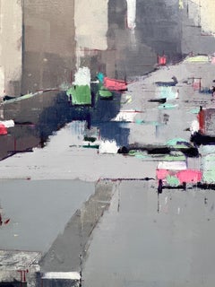 "Street Rhythms" 2025 oil and pencil on panel 30 x 30 in.