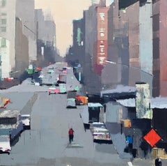"Street Rhythms" 2025 oil and pencil on panel 30 x 30 in.