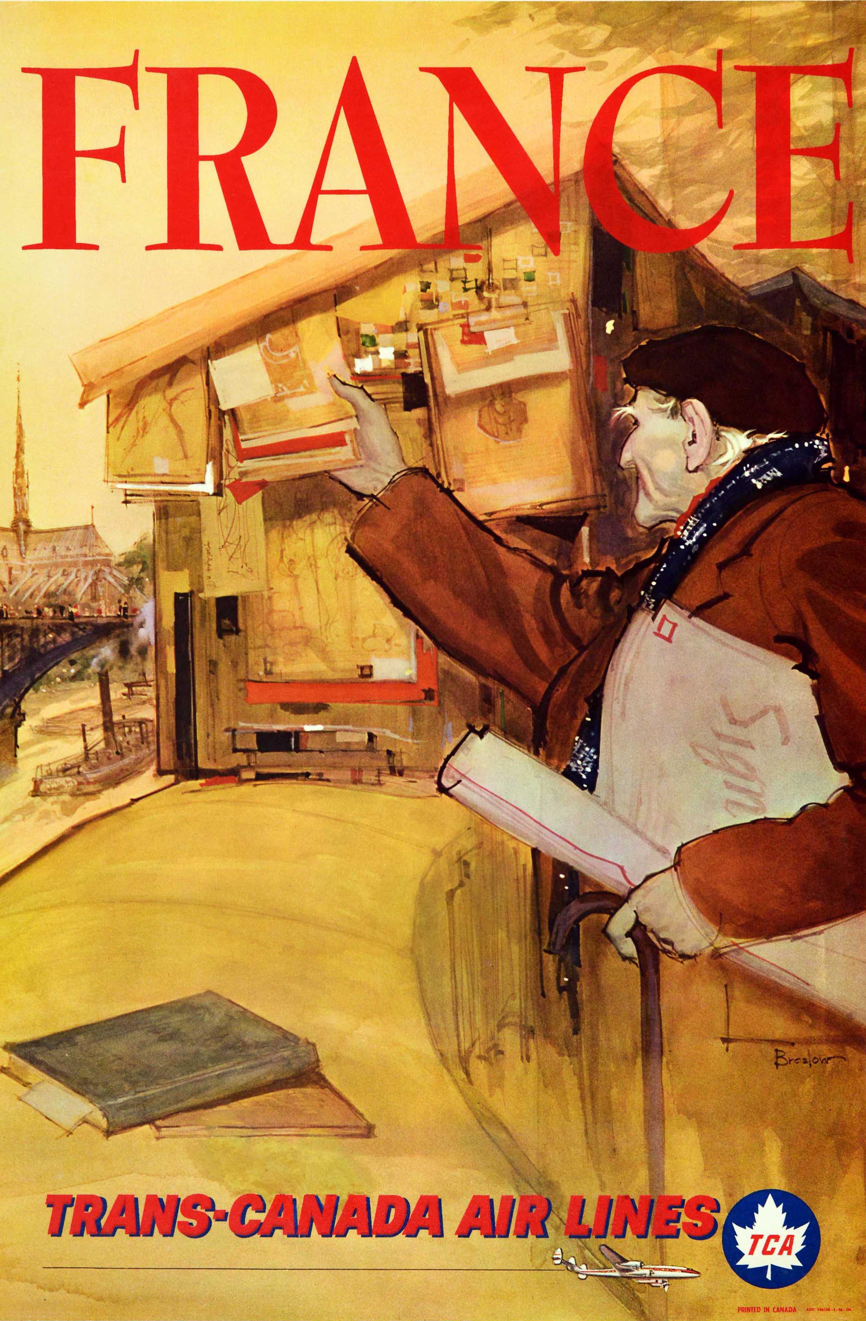 Lisa Breslow Print - Original Vintage Travel Poster France Paris Trans Canada Airlines TCA Breslow