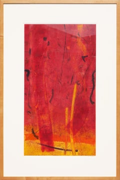 Contemporary Red, Orange, and Yellow Warm-Toned Abstract Expressionist Monoprint