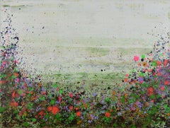 Bee Balm Field, Painting, Acrylic on Canvas