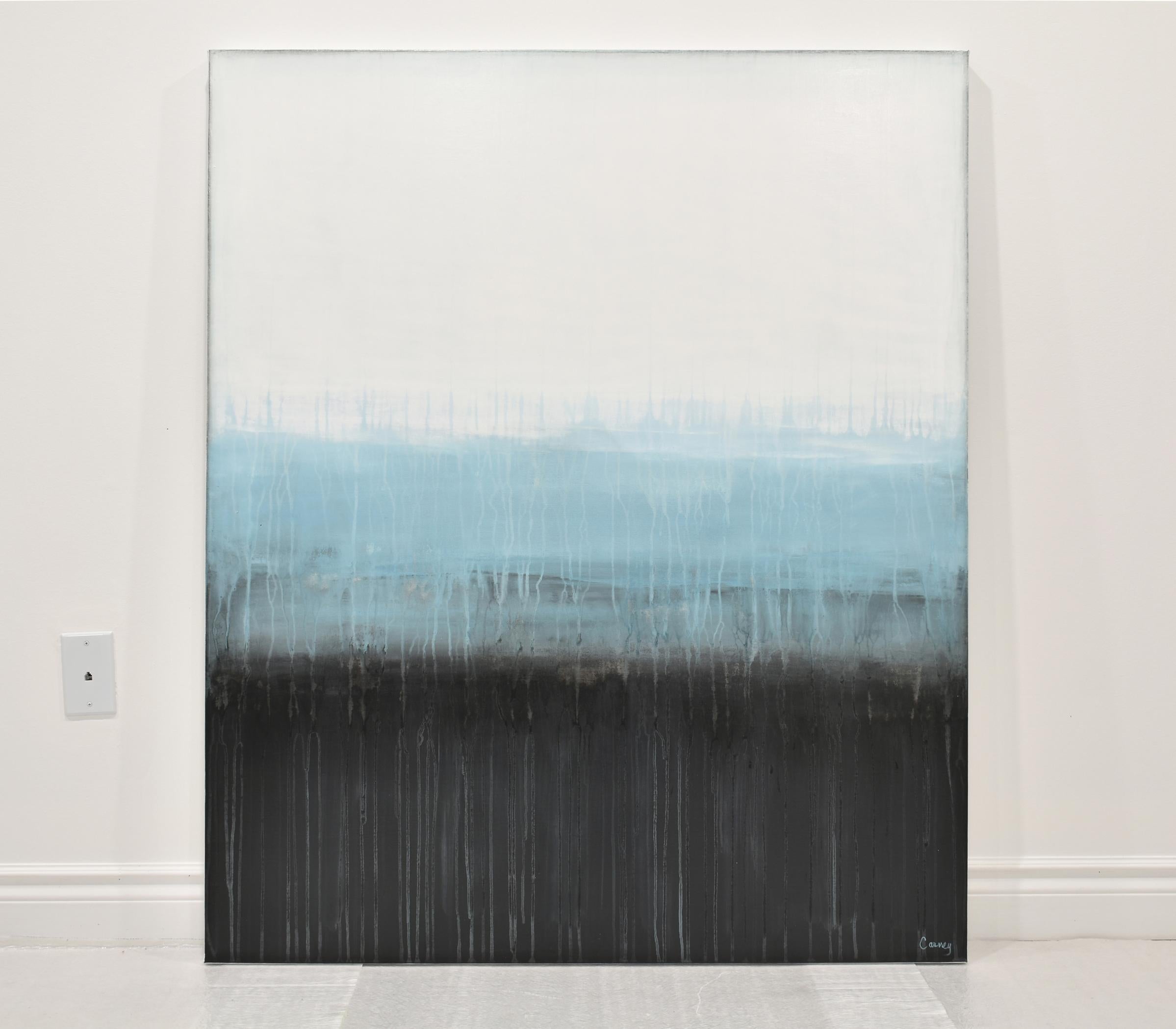 Nebbia blu, pittura astratta - Painting Astratto di Lisa Carney