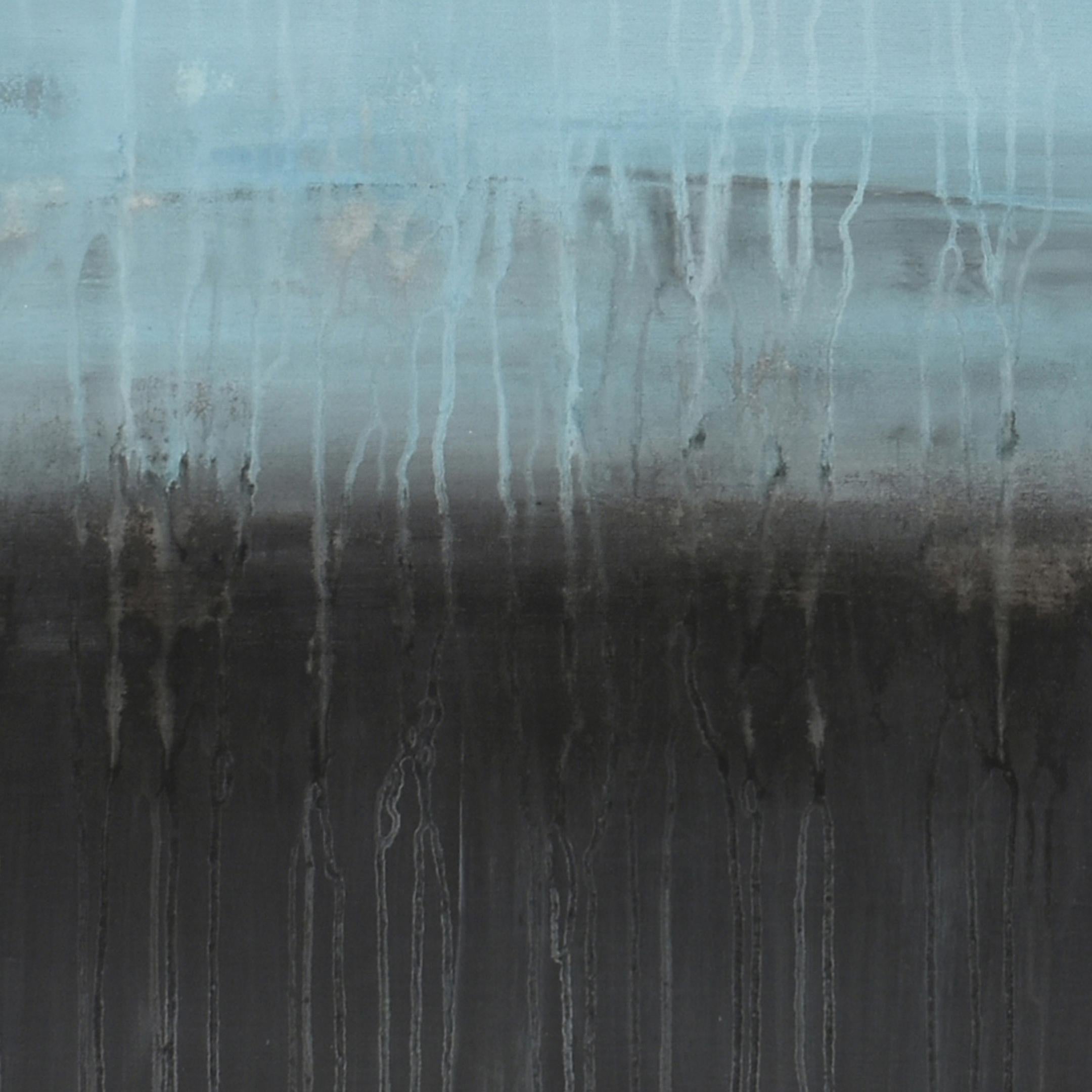 Nebbia blu, pittura astratta - Landscape Painting Grigio di Lisa Carney