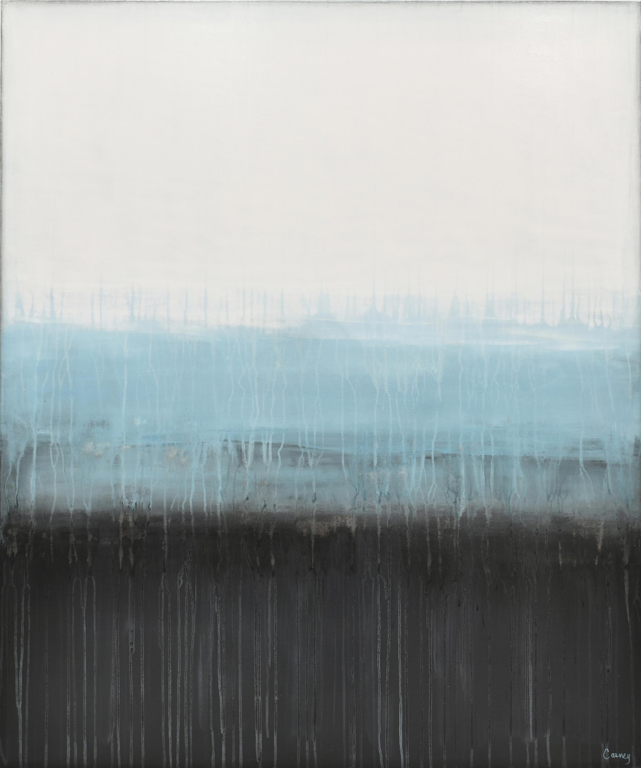 Landscape Painting di Lisa Carney - Nebbia blu, pittura astratta