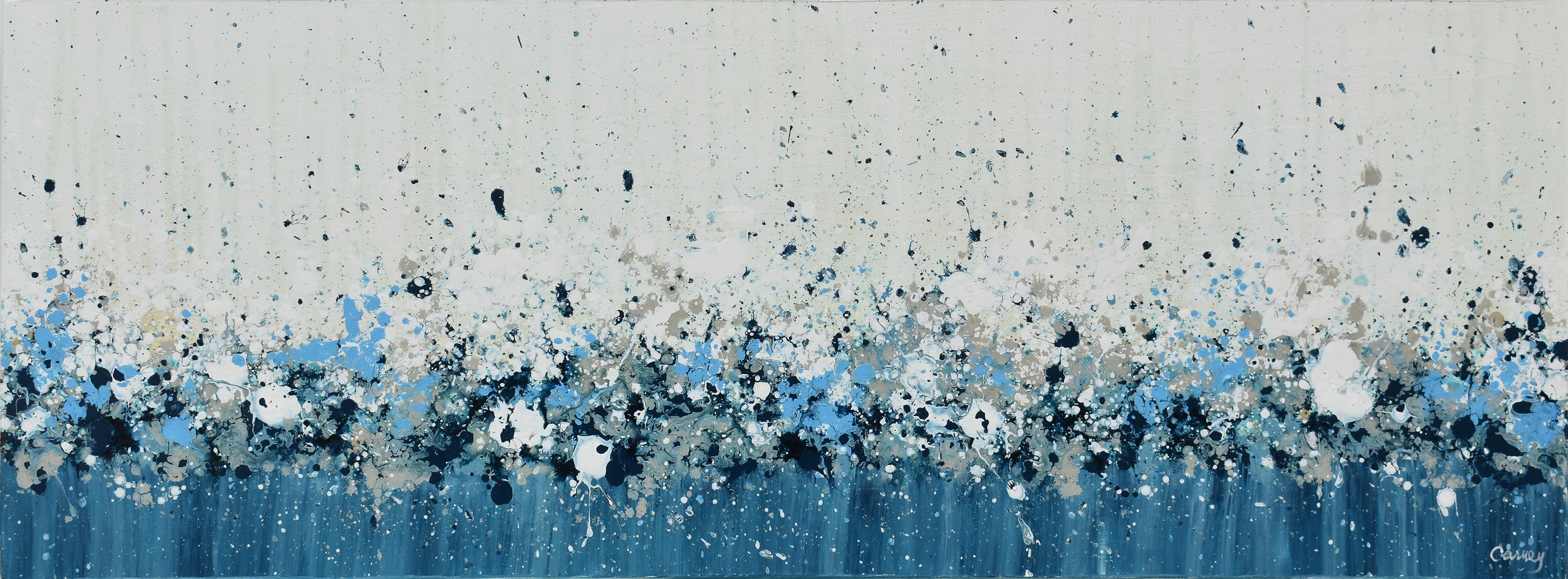 <p>Artist Comments<br />A panoramic abstract garden scene by artist Lisa Carney. Utilizing shades of blue, gray, and white, Lisa employed drip and spatters techniques to suggest a wildflower-covered field. Part of Lisa's signature Geoflora