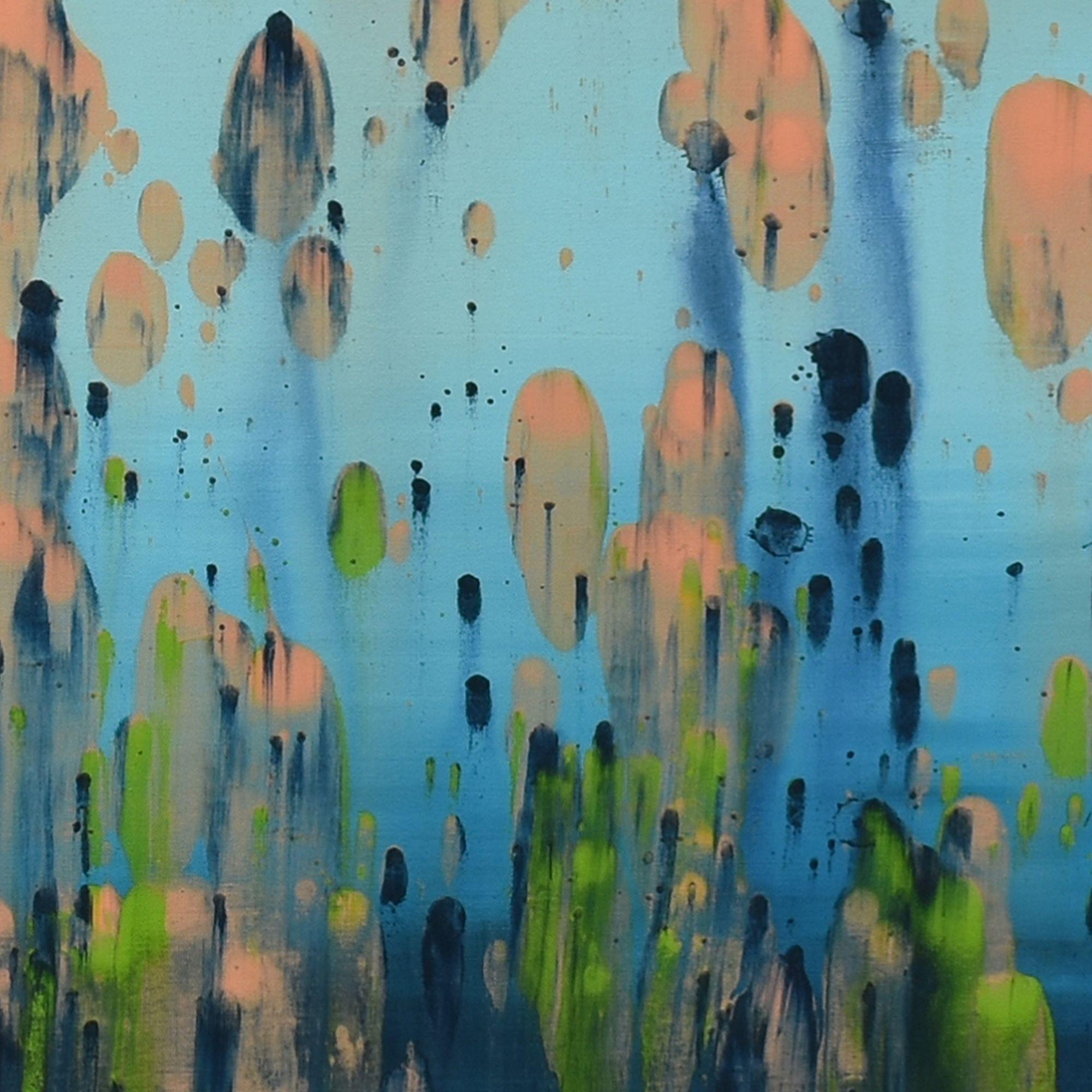 Koralleninsel, Gemälde, Acryl auf Leinwand (Grau), Abstract Painting, von Lisa Carney