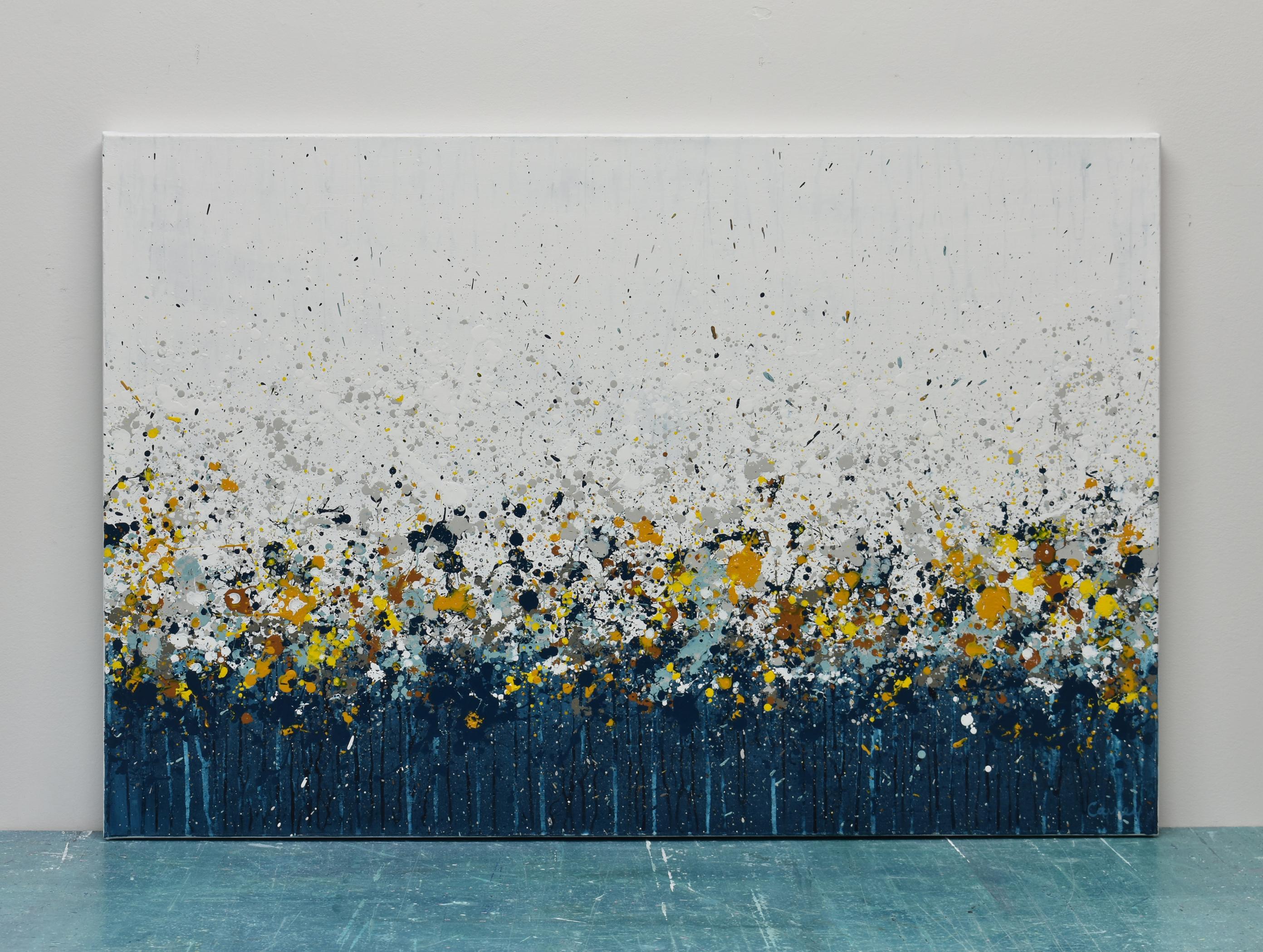 Jardin de daffodils, peinture abstraite - Abstrait Painting par Lisa Carney
