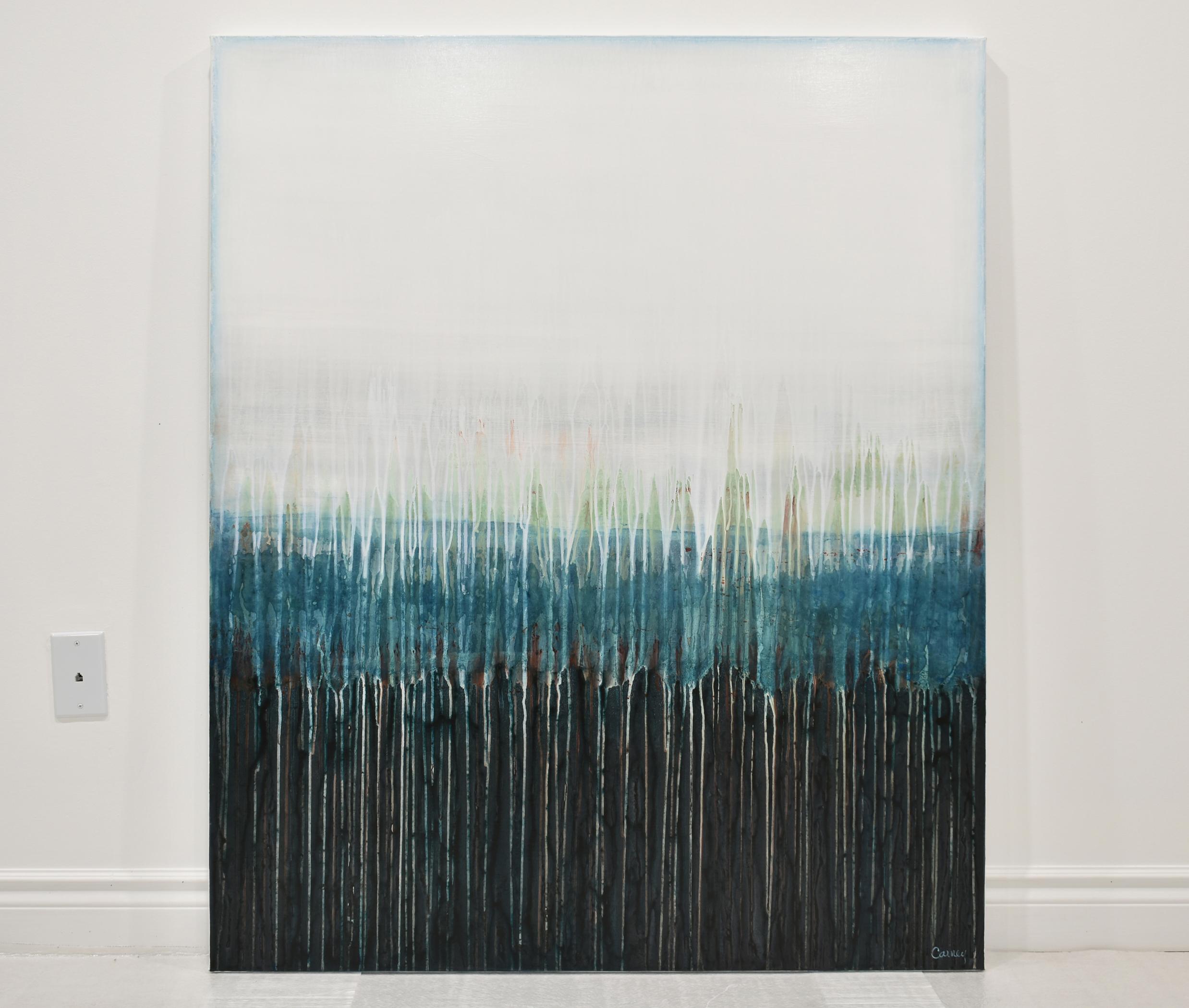 Morning Kiss, Abstraktes Gemälde (Grau), Abstract Painting, von Lisa Carney