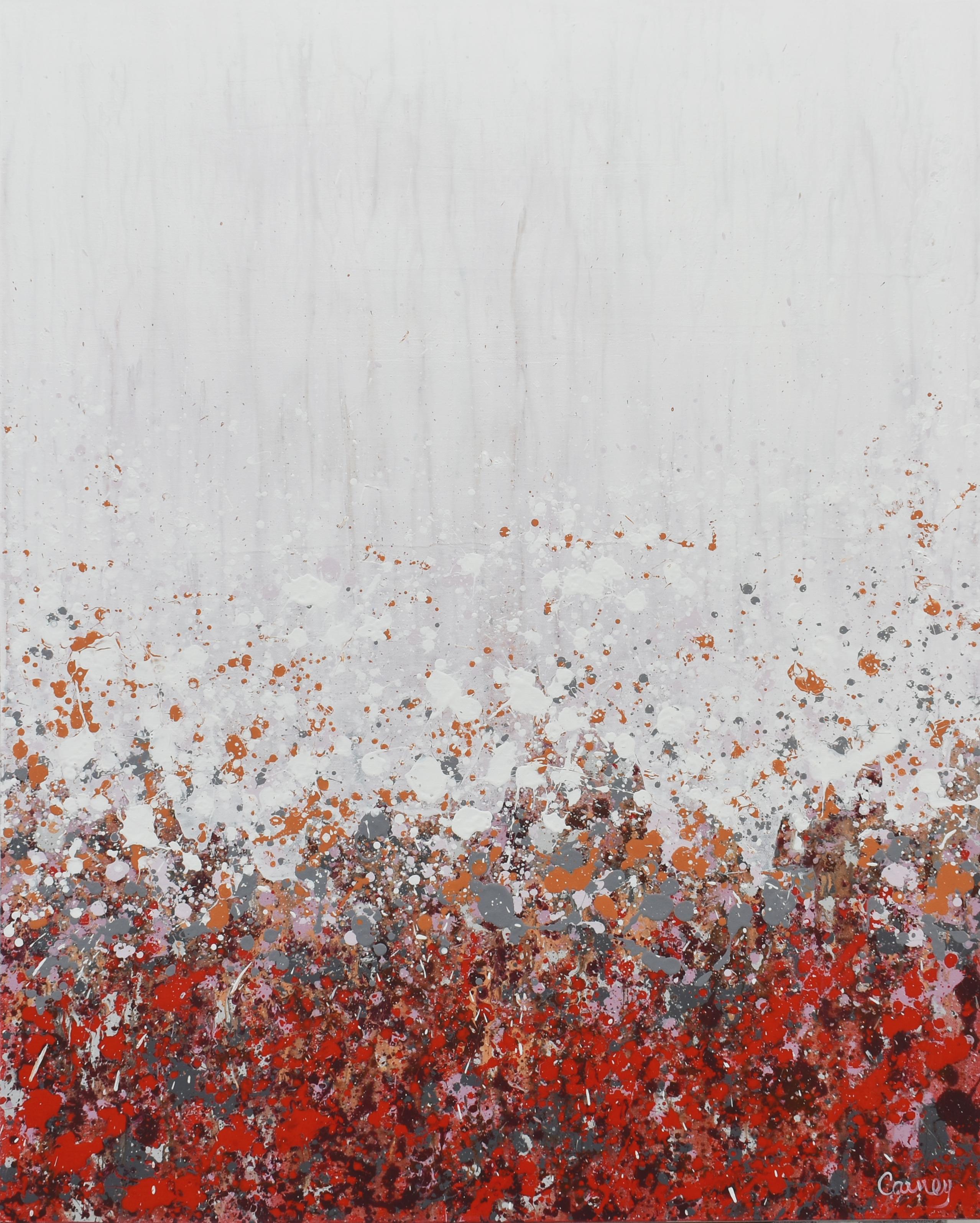 <p>Artist Comments<br />Artist Lisa Carney presents a floral abstract of vibrant crimson blooms. Part of her ongoing GeoFlora series of dynamic abstractions comprised of drips and splatters. The piece features a contrasting palette of red, light