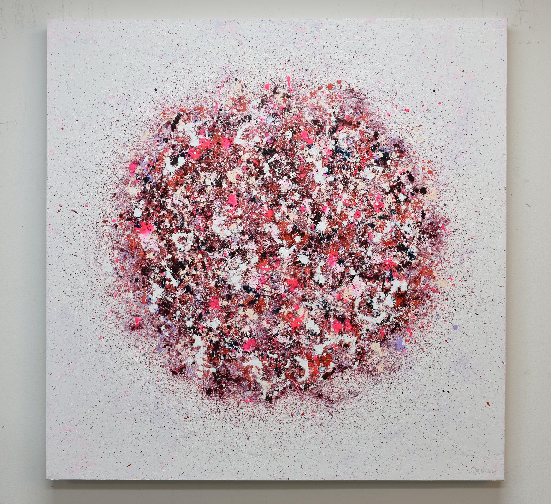 Petal Burst 33, Painting, Acrylic on Canvas - Gray Abstract Painting by Lisa Carney